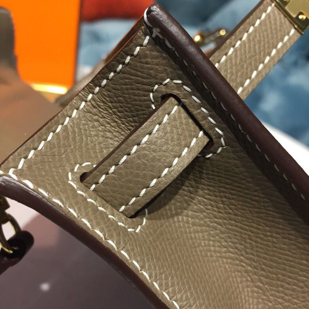 Mini Kelly 20 Sellier Epsom Etoupe Bag For Women, Handbags, Shoulder Bags 7.5in/20cm