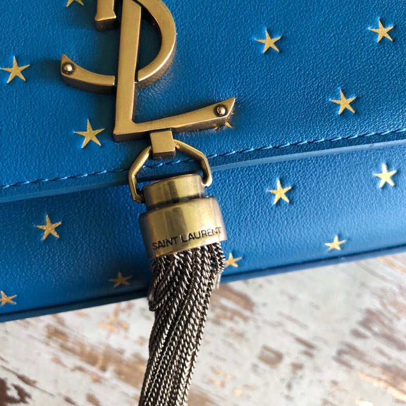 Top Quality Kate MeTop Qualityum Chain Bag With Star Pattern Blue For Women 9.4in/24cm YSL