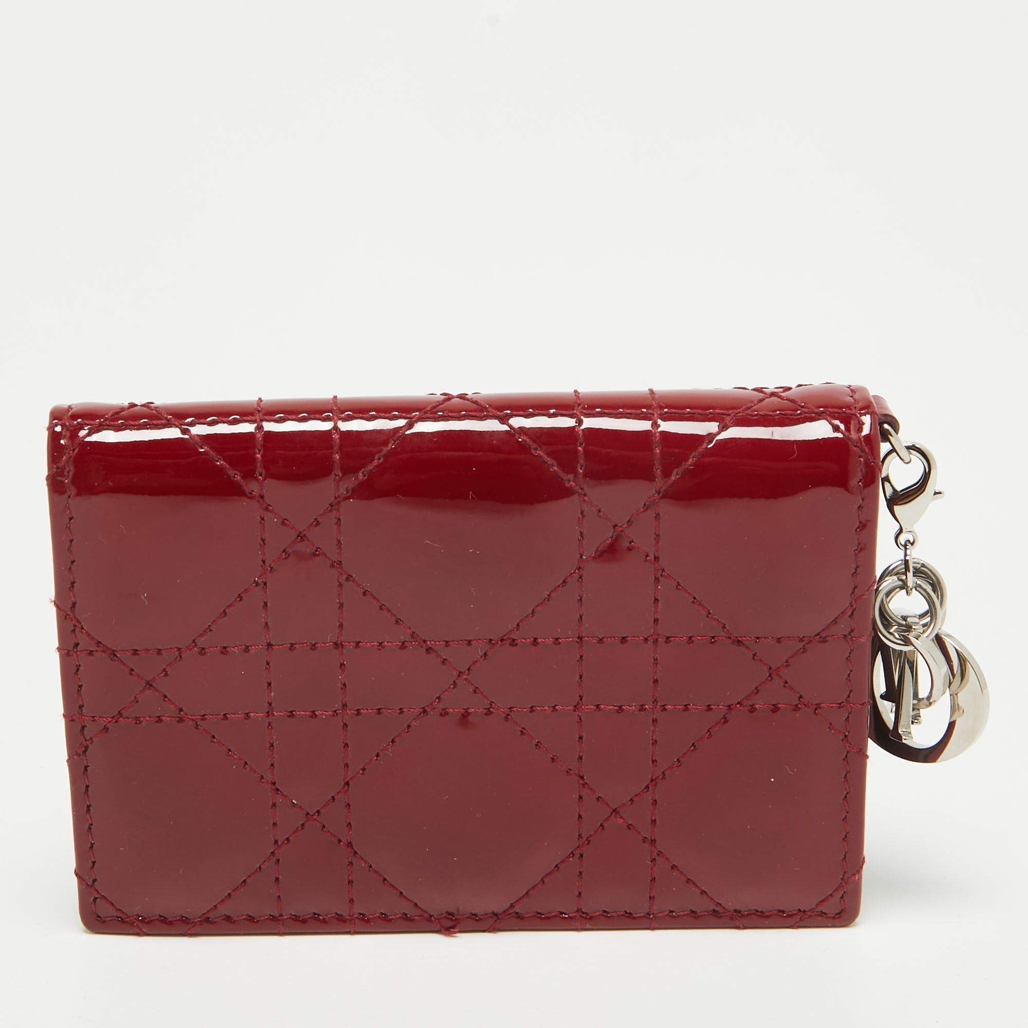 Dior Red Cannage  Leather Lady Dior Flap Card Holder