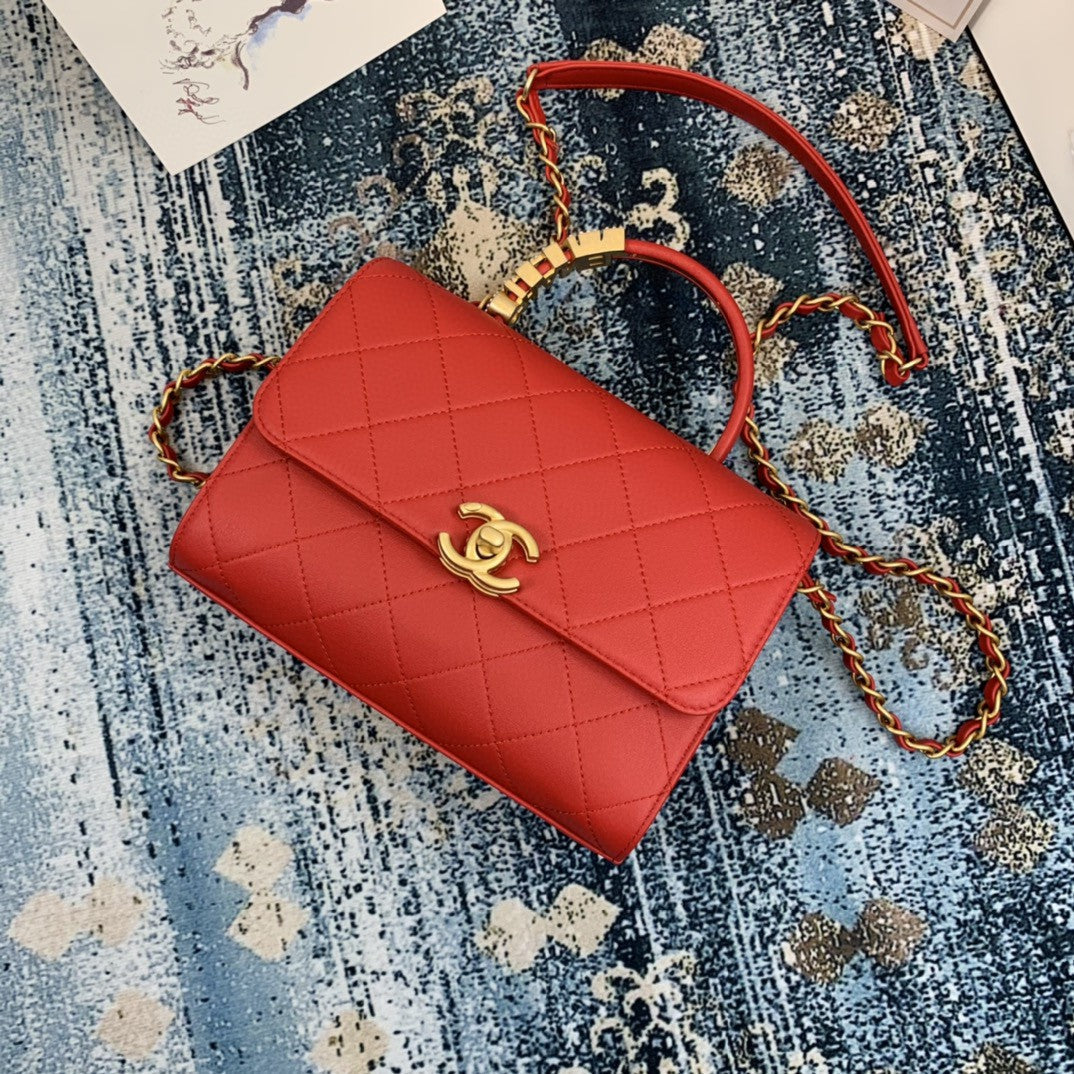 ChanelSmall GlamIap Bag With Top Handle Gold Hardware Red For Women Handbags, Shoulder Bags 7.9in/20cm AS2059