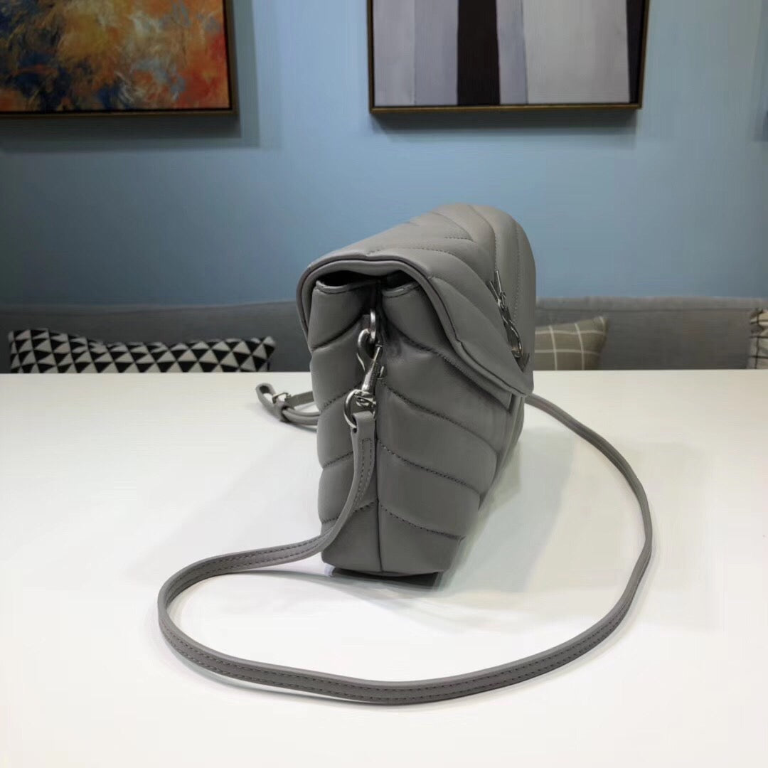 Top Quality Loulou Mini Shoulder Bag Grey For Women 7in/18cm YSL