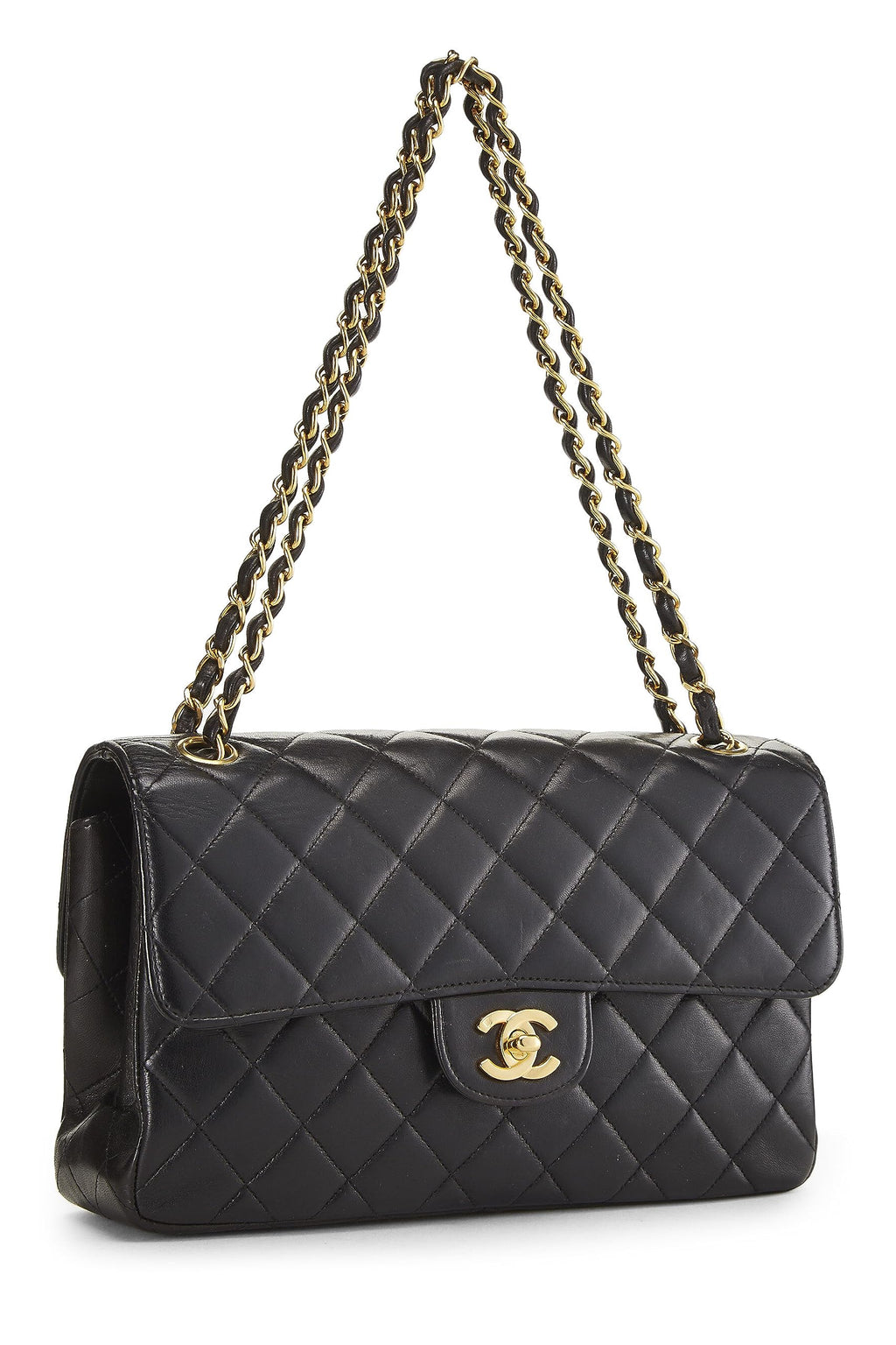 Chanel,  Black Quilted Lambskin Double Sided Classic Flap Medium, Black
