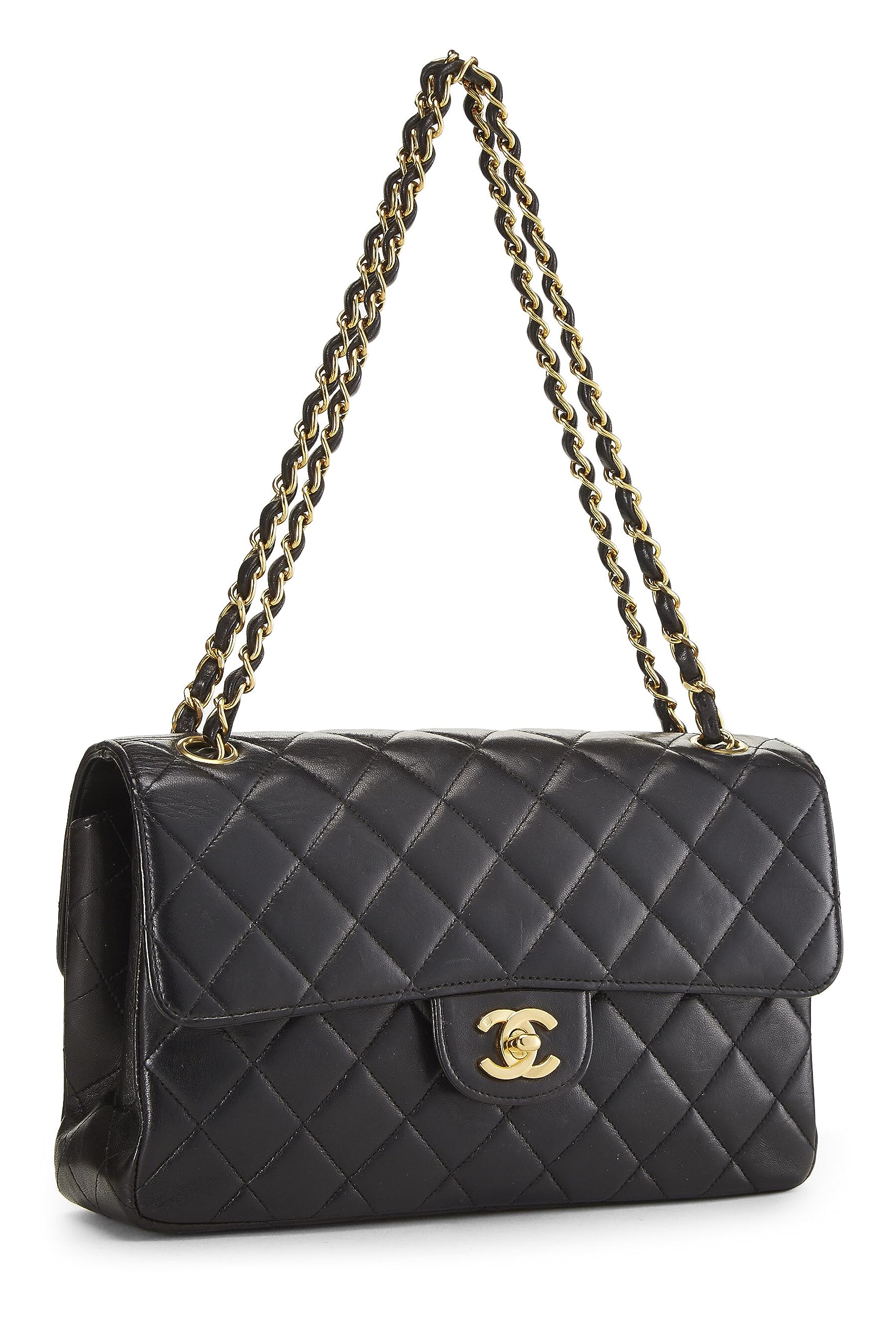 Chanel,  Black Quilted Lambskin Double Sided Classic Flap Medium, Black