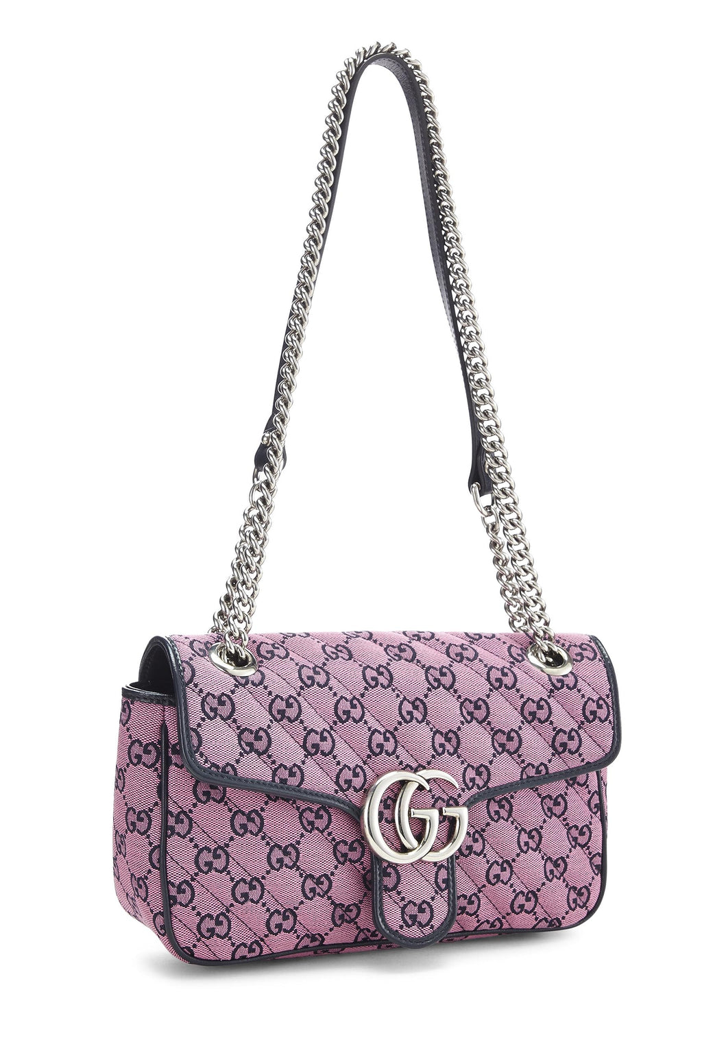Gucci,  Pink Canvas GG Marmont Shoulder Bag Small, Pink