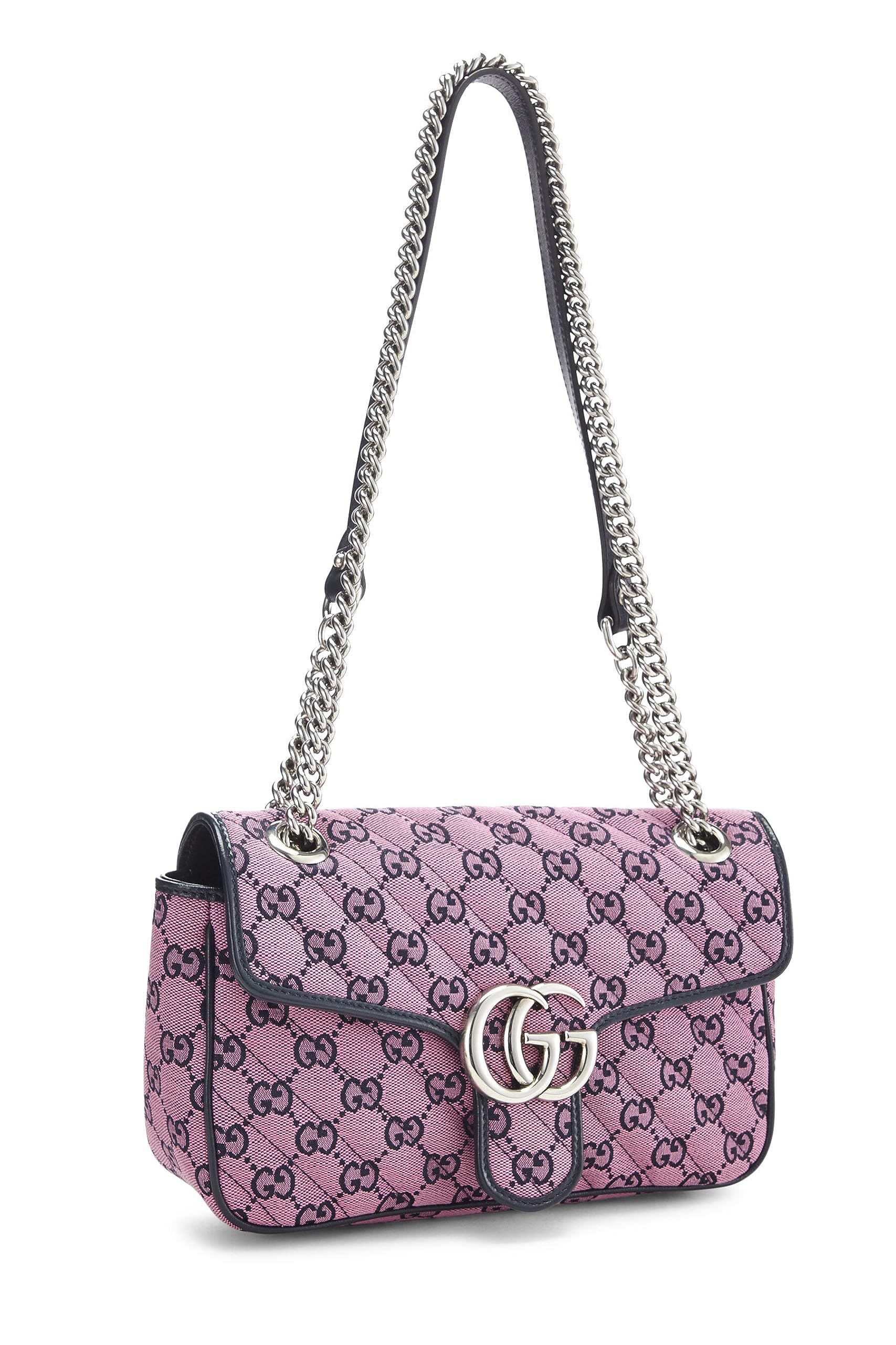 Gucci,  Pink Canvas GG Marmont Shoulder Bag Small, Pink