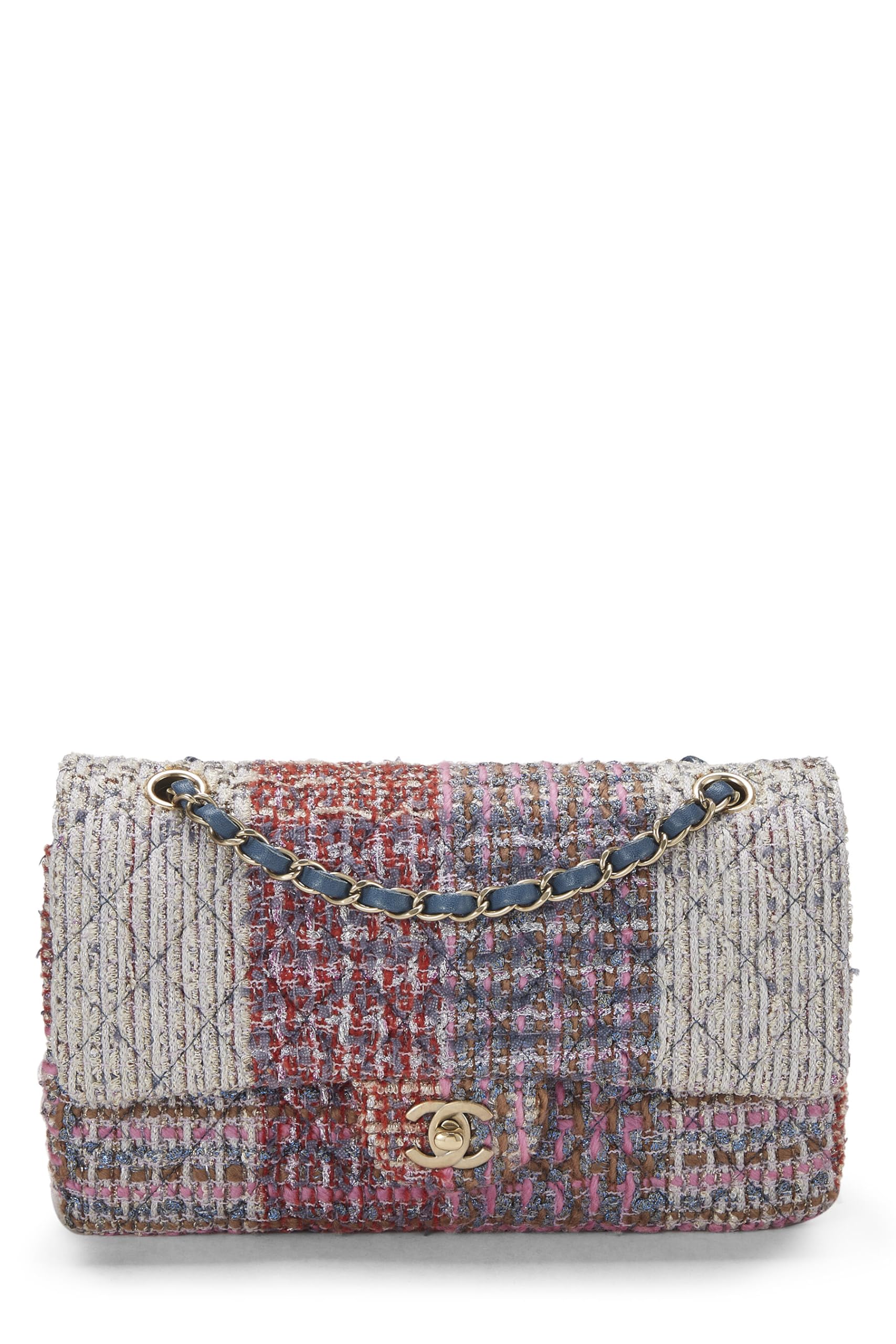 Chanel,  Multicolor Paneled Tweed Classic Double Flap Medium, Multi