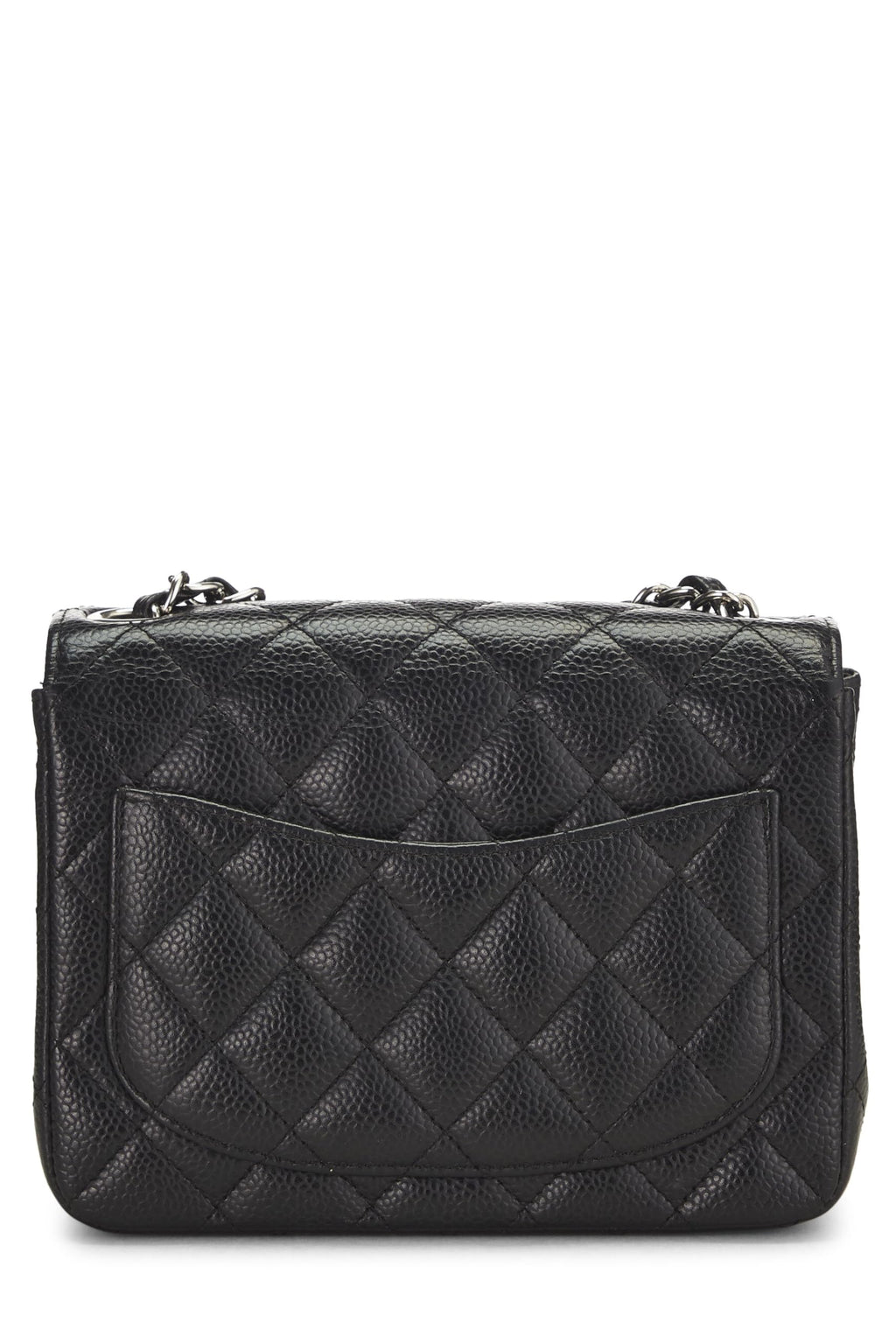 Chanel,  Black Quilted Caviar Classic Square Flap Mini, Black
