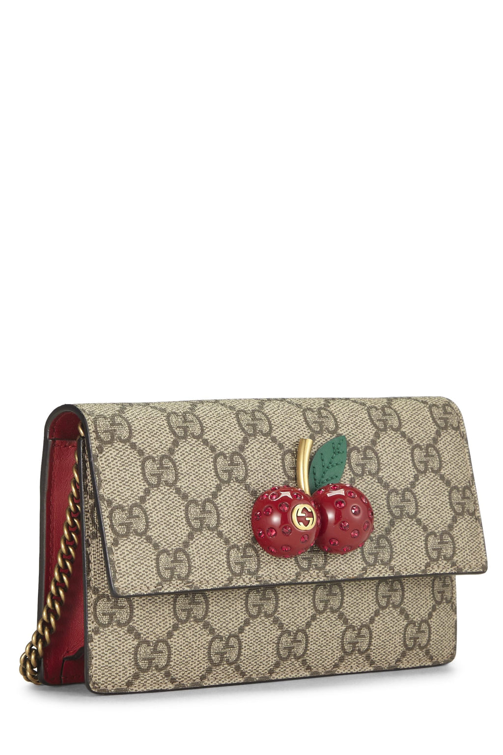 Gucci,  Original GG Supreme Canvas Cherry Convertible Clutch Mini, Red