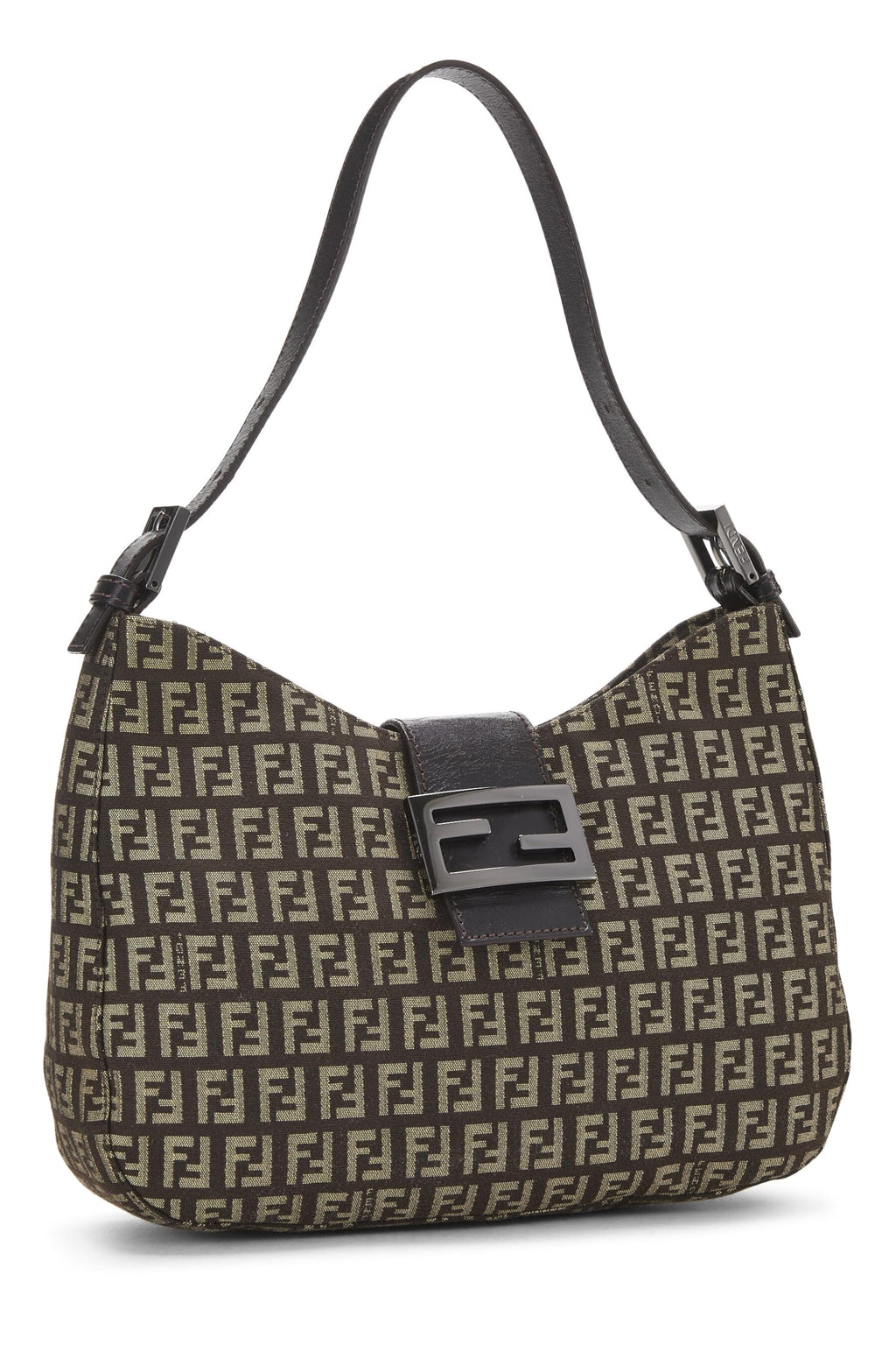 Fendi,  Brown Zucchino Canvas Shoulder Bag, Brown