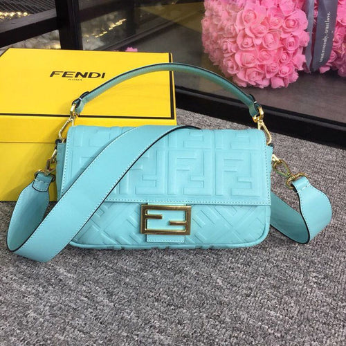 Baguette Nappa Light Blue For Women, Handbags, Shoulder And Crossbody Bags 10.6in/27cm FF 8BR600