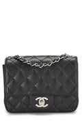 Chanel,  Black Quilted Caviar Classic Square Flap Mini, Black