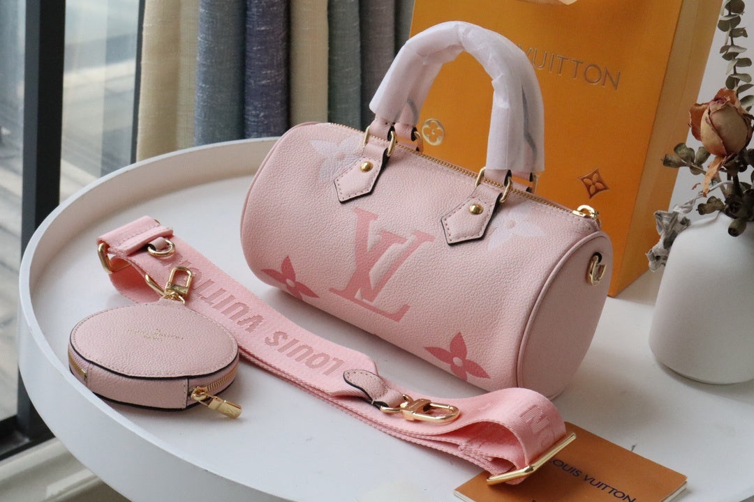 Louis Vuitton Papillon Monogram Empreinte Bouton De Rose Pink For Women, WomenÃƒÂ¢Ã¢â€šÂ¬Ã¢â€žÂ¢s Handbags, Shoulder And Crossbody Bags 7.9in/20cm Louis Vuitton M45707