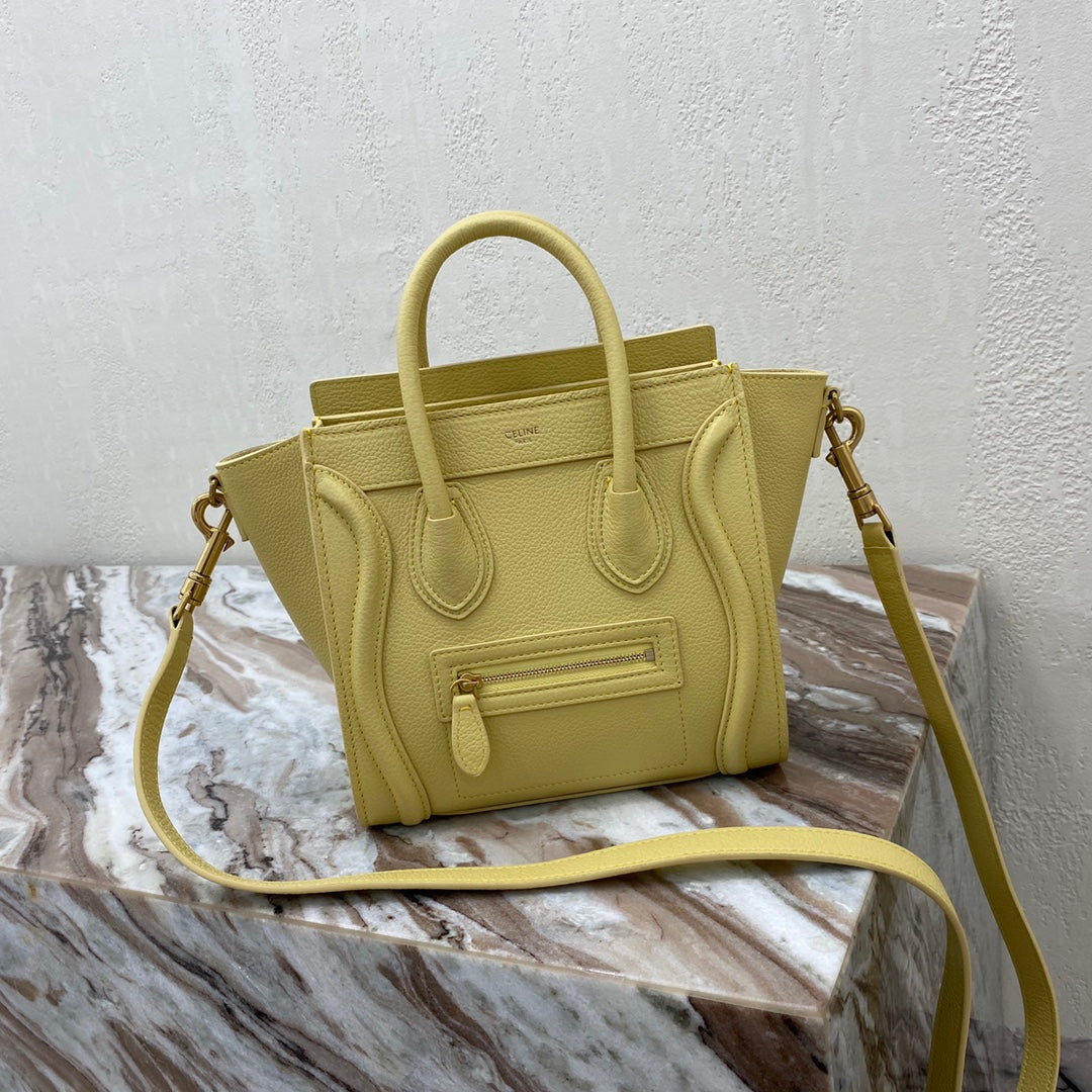 Top Quality Nano LuGucciage Bag In Drummed Yellow For WomLB 8in/20cm