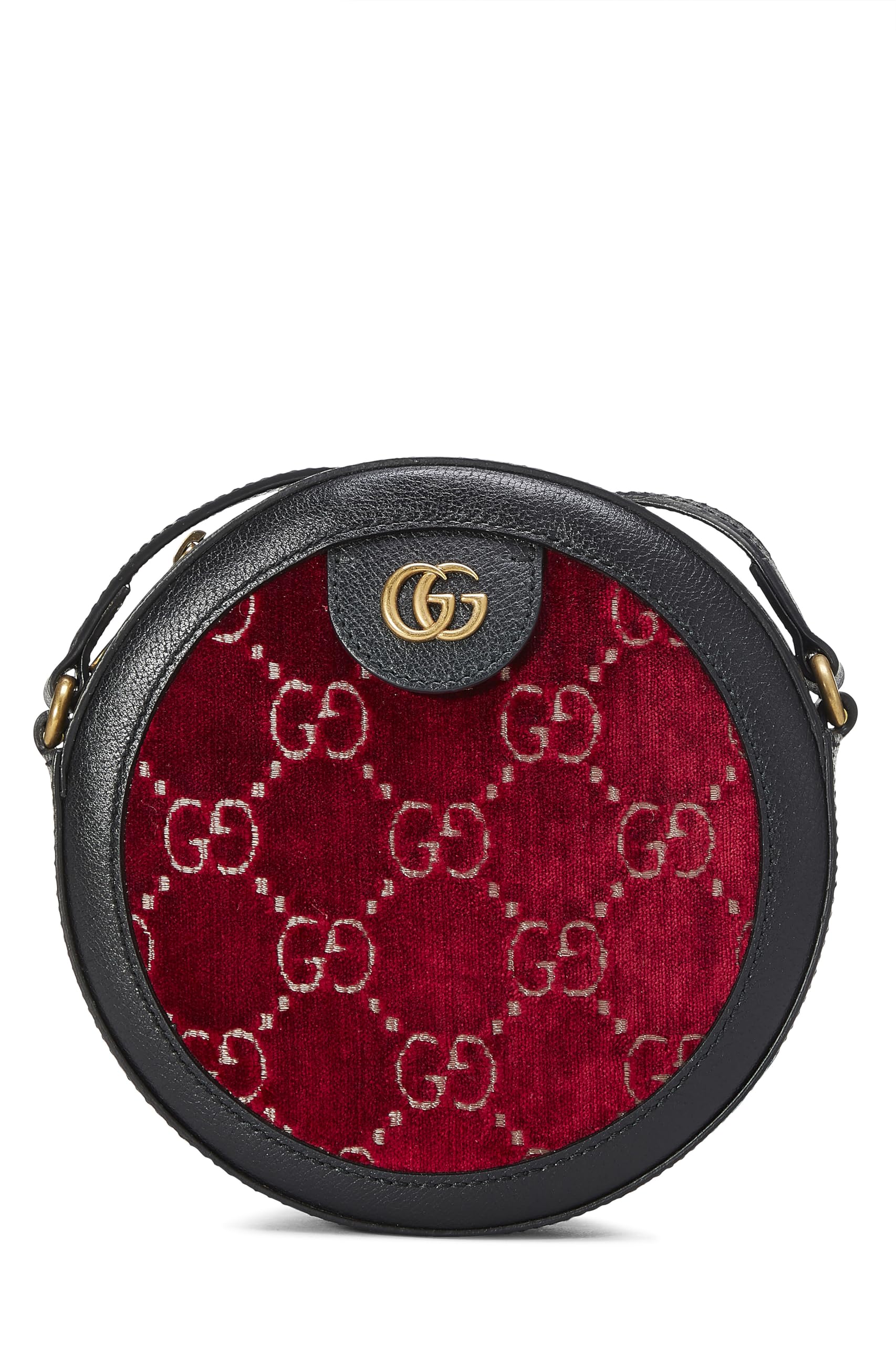 Gucci,  Burgundy VeLouis Vuittonet GG Marmont Round Shoulder Bag Mini, Burgundy