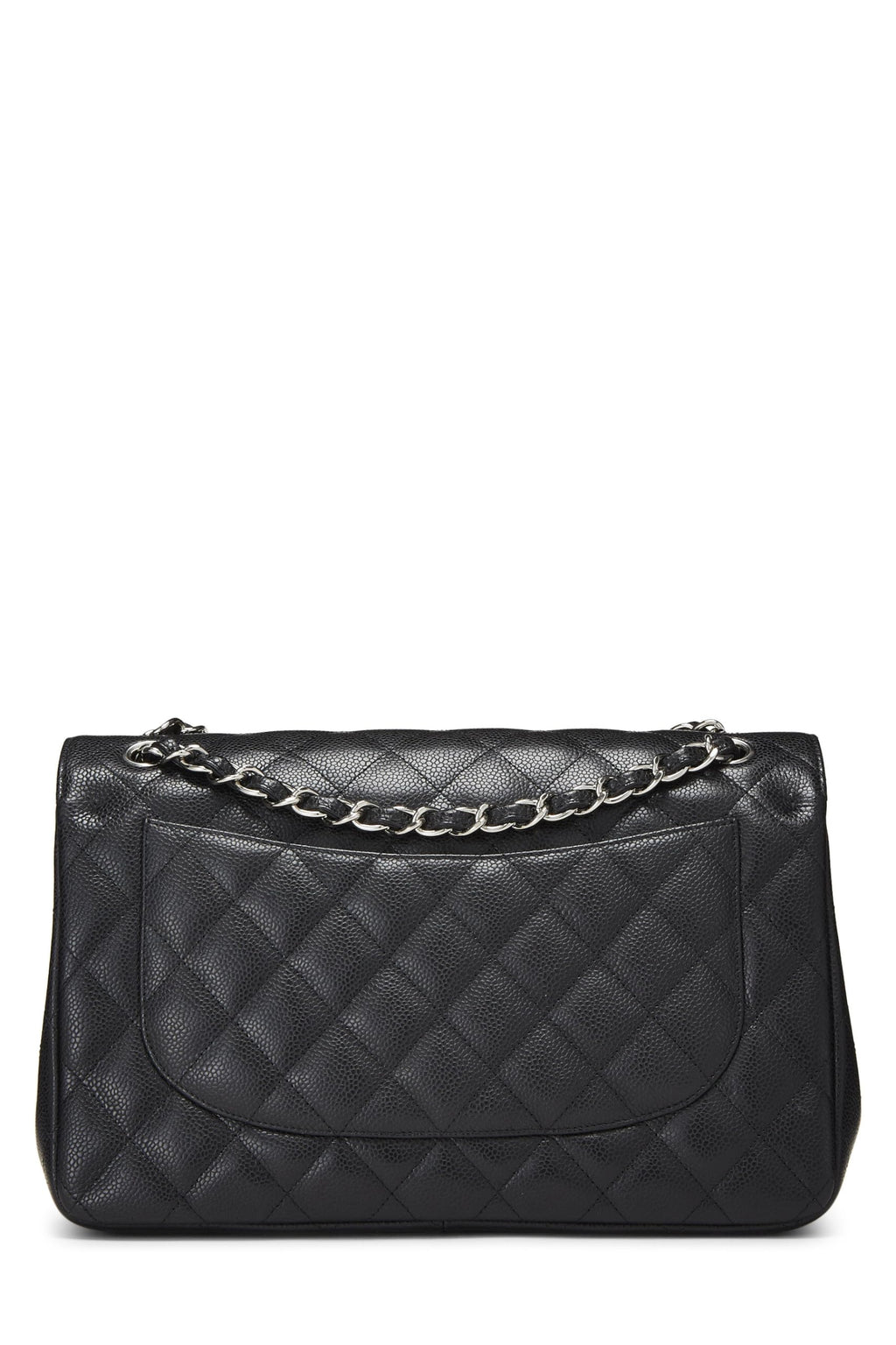 Chanel,  Black Quilted Caviar New Classic Double Flap Jumbo, Black