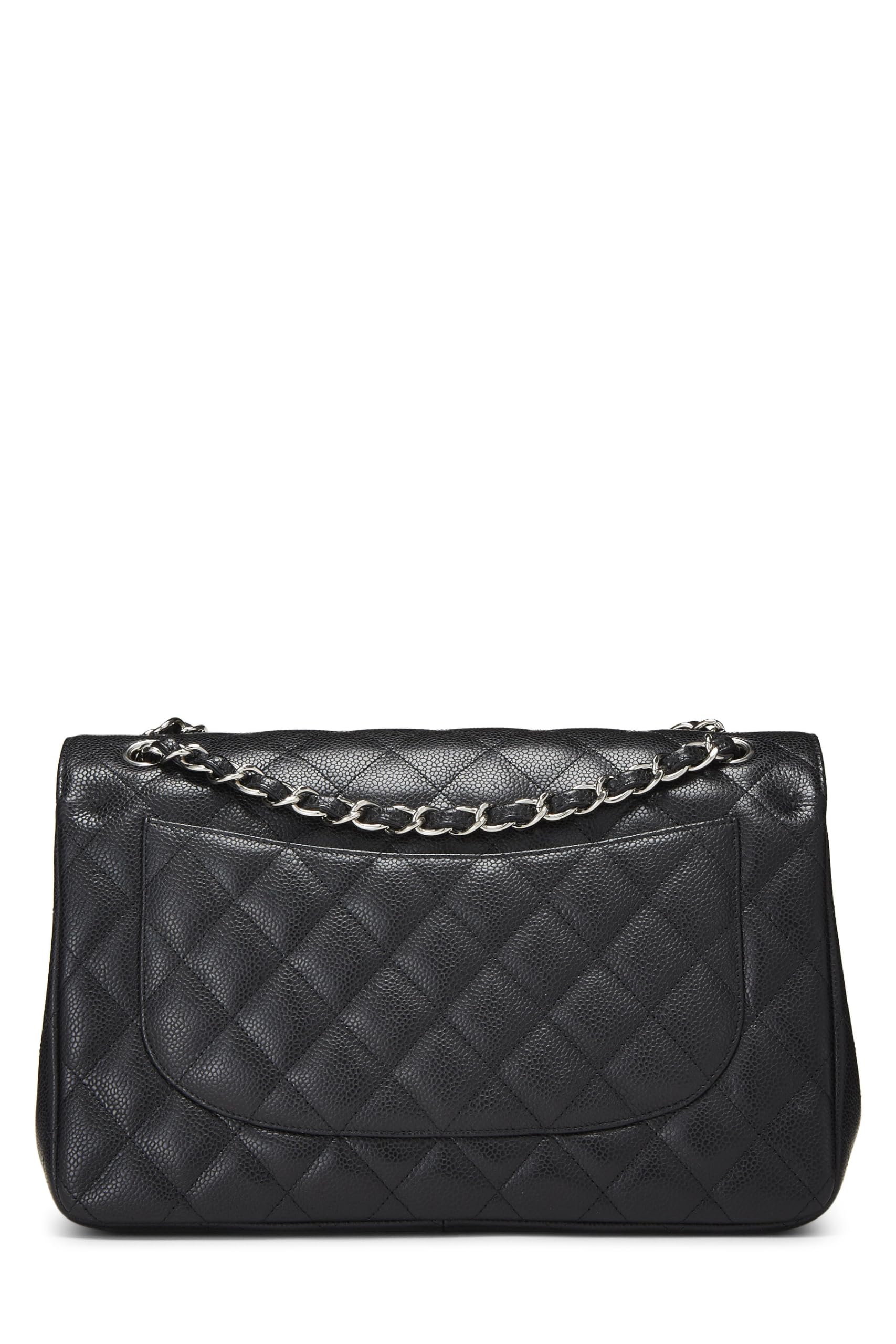 Chanel,  Black Quilted Caviar New Classic Double Flap Jumbo, Black