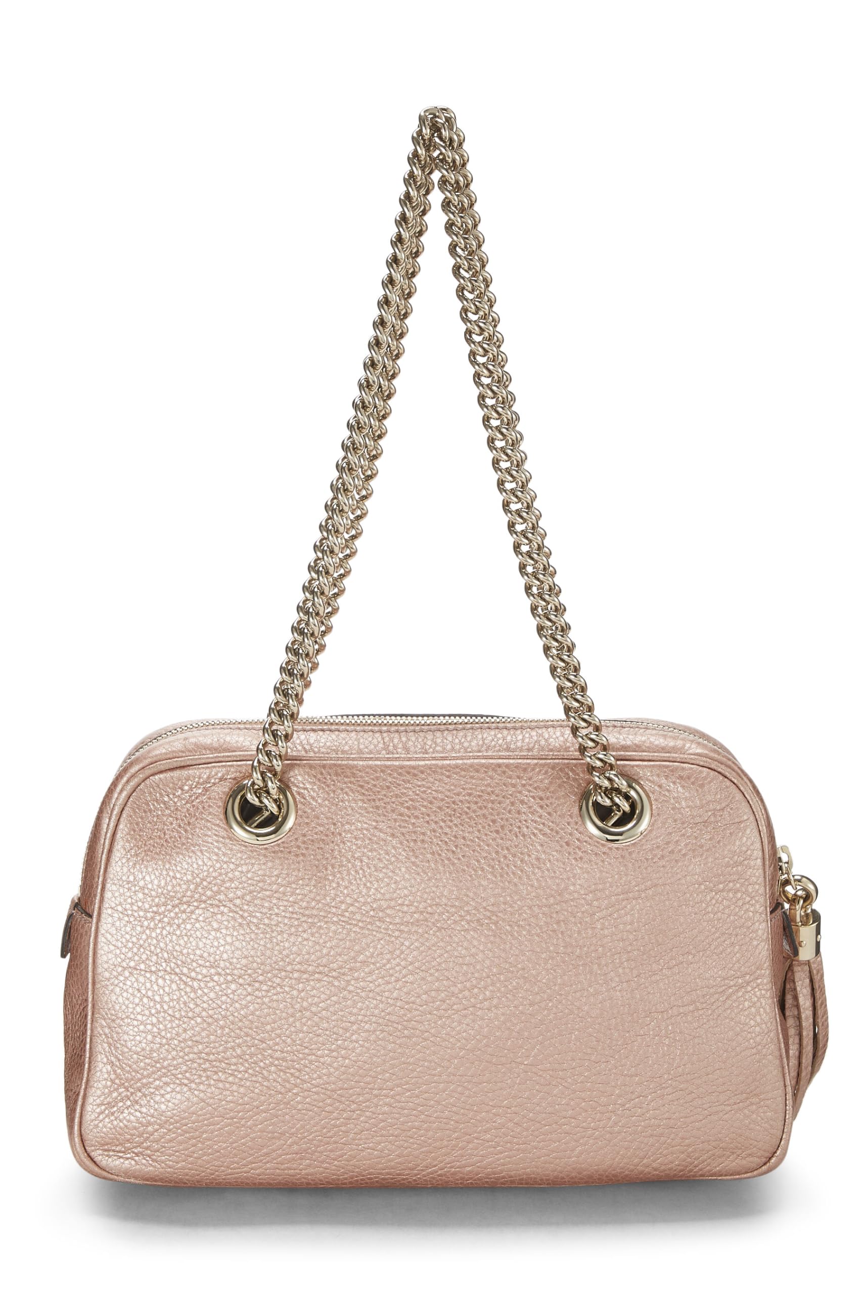 Gucci,  Metallic Pink Grained Leather Soho Chain Shoulder Bag, Pink