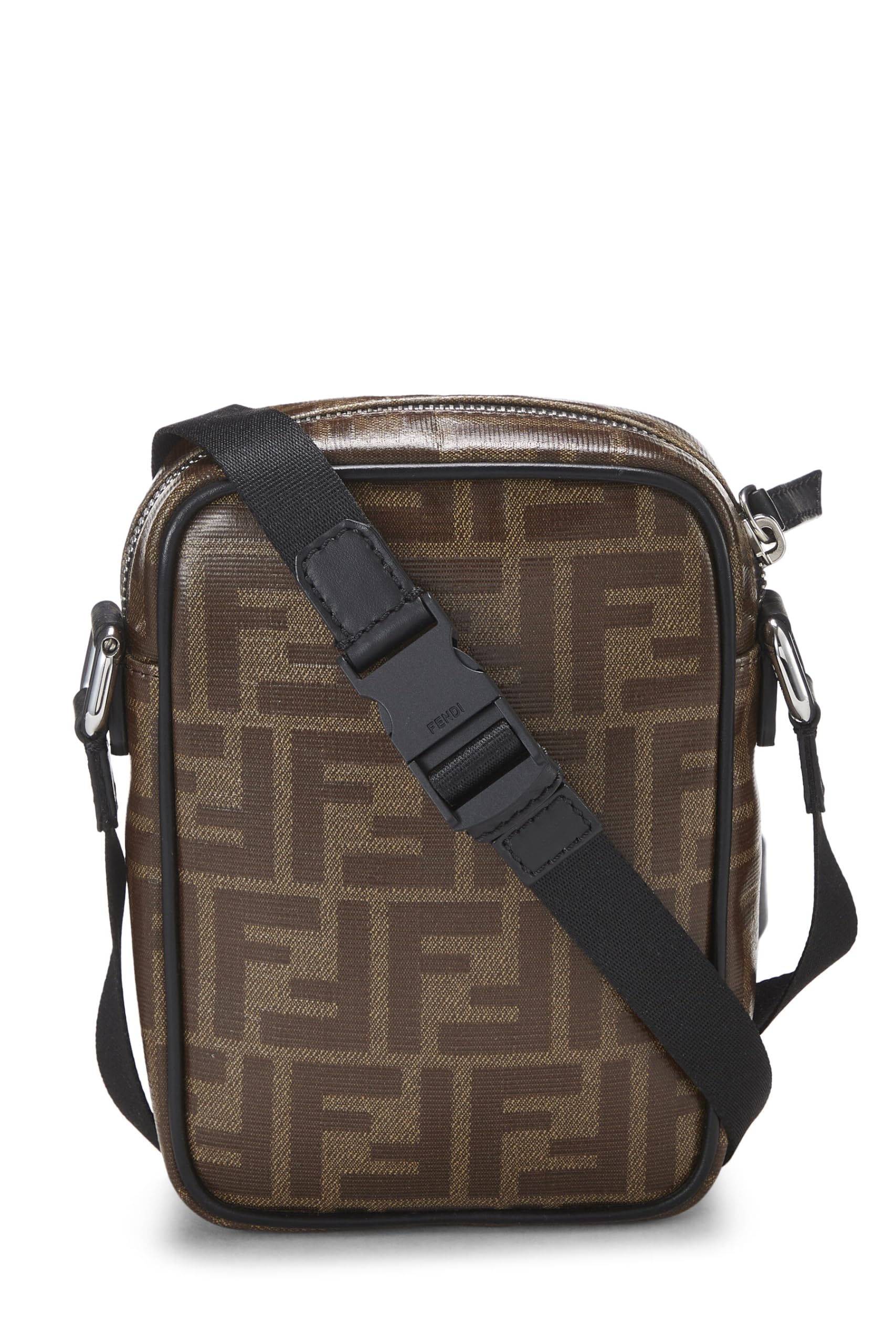 ,  Brown Leather & Zucca Canvas Crossbody, Black