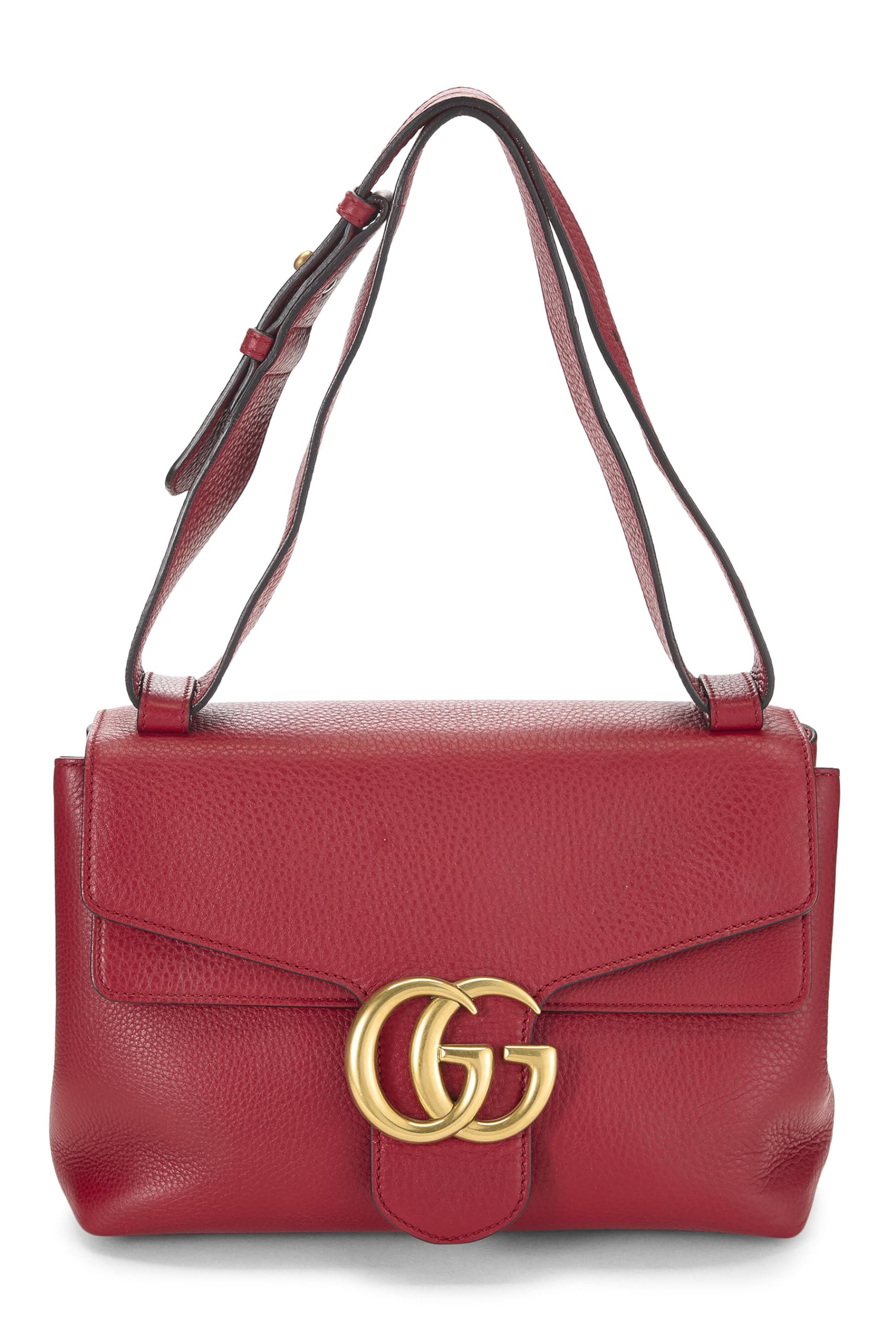 Gucci,  Red Leather GG Marmont Shoulder Bag, Red