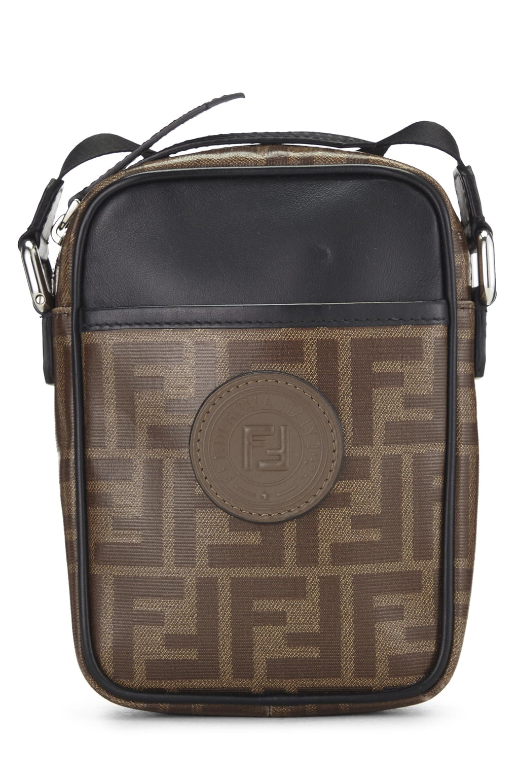 ,  Black & Brown Zucca Coated Canvas Crossbody Bag, Black