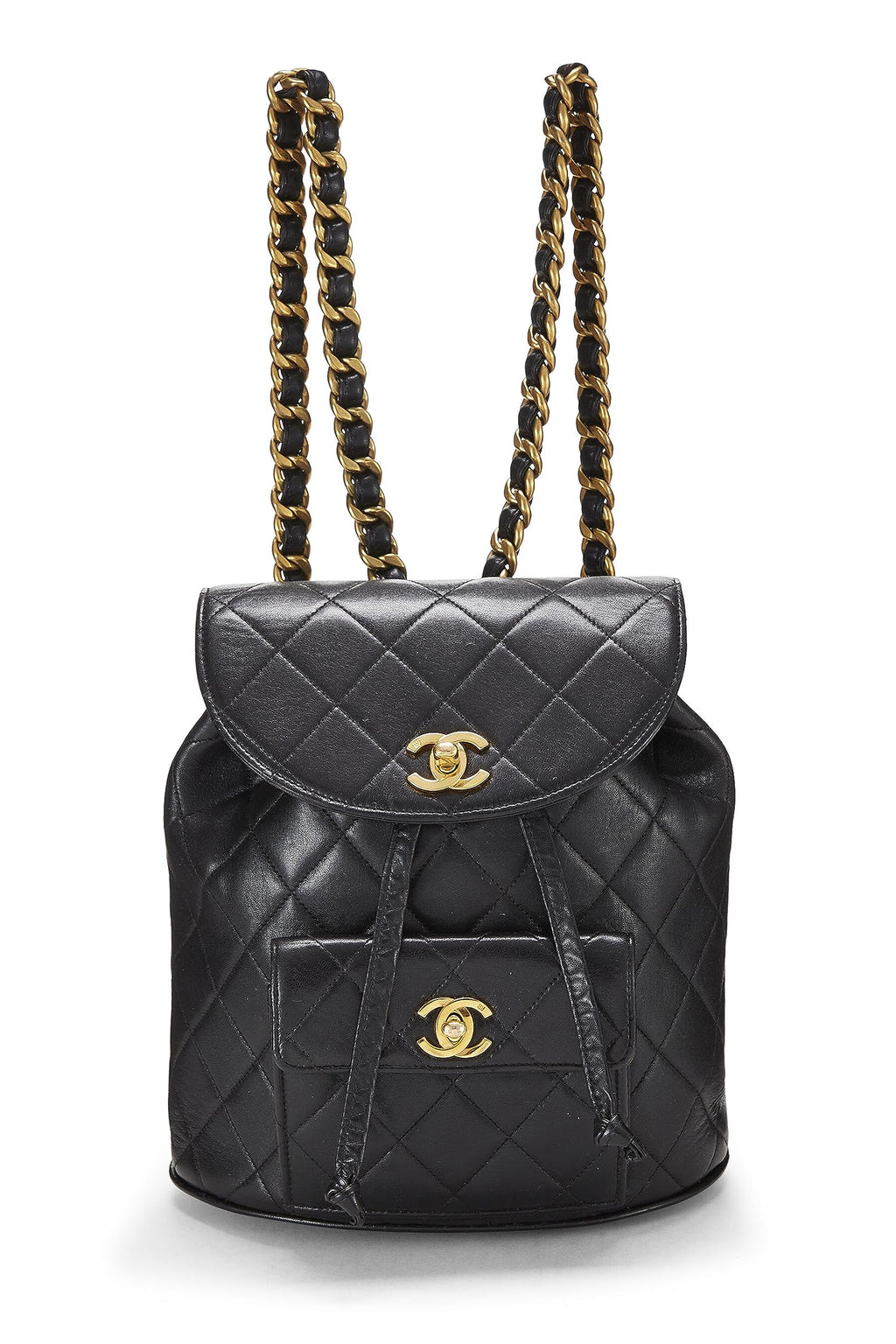 Chanel,  Black Quilted Lambskin 'CC' Classic Backpack Medium, Black