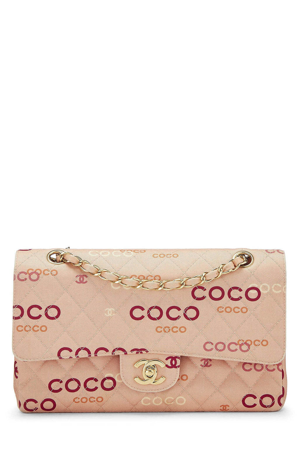 Chanel,  Pink Quilted Canvas Coco Classic Double Flap Medium, Pink