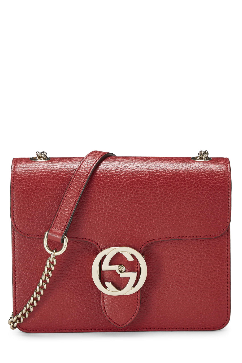 Gucci,  Red Leather Interlocking Gucci Crossbody, Red