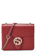 Gucci,  Red Leather Interlocking Gucci Crossbody, Red