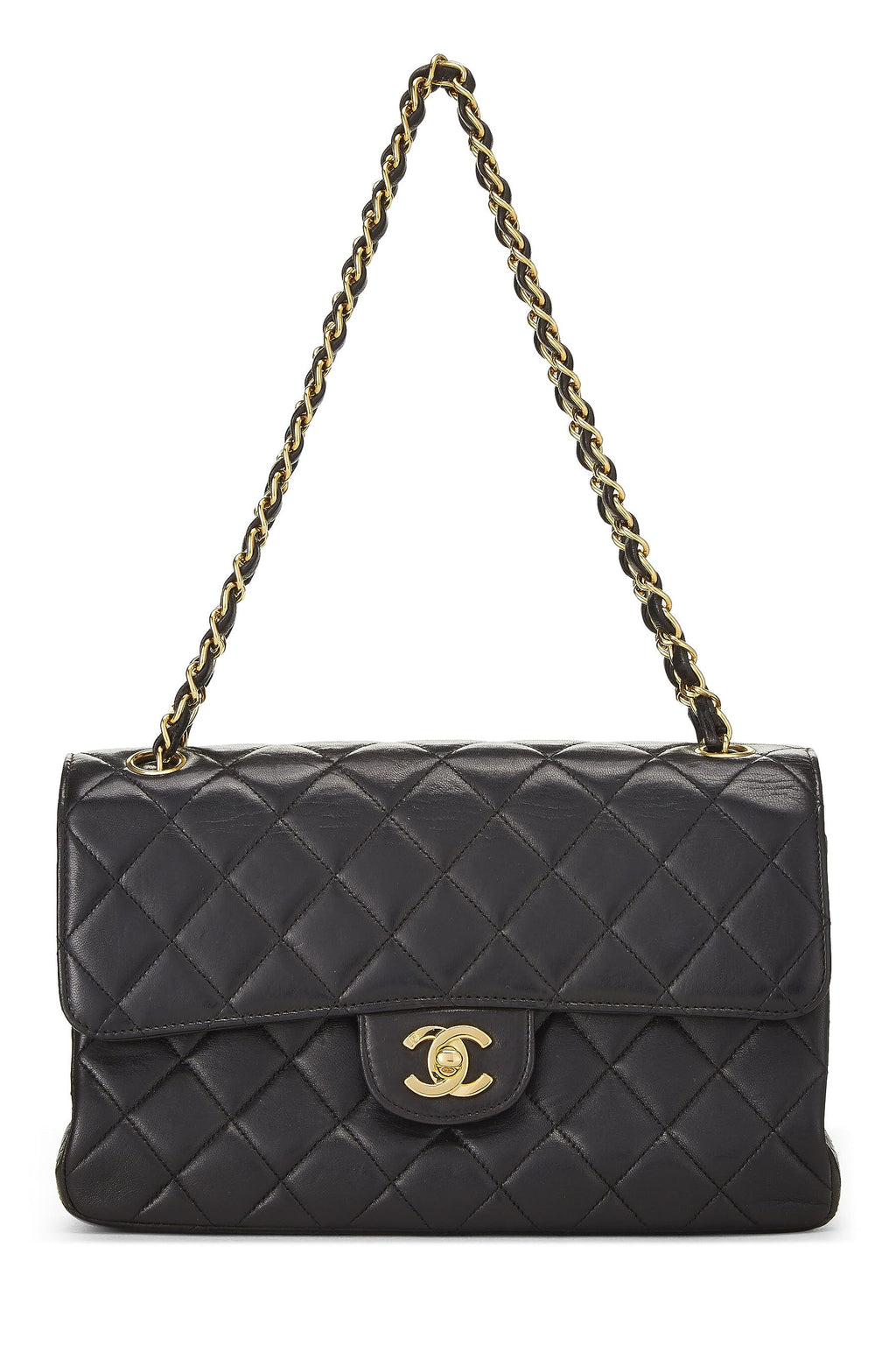 Chanel,  Black Quilted Lambskin Double Sided Classic Flap Medium, Black