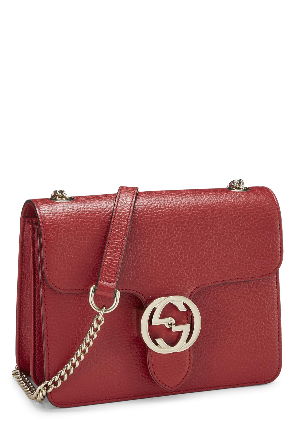 Gucci,  Red Leather Interlocking Gucci Crossbody, Red