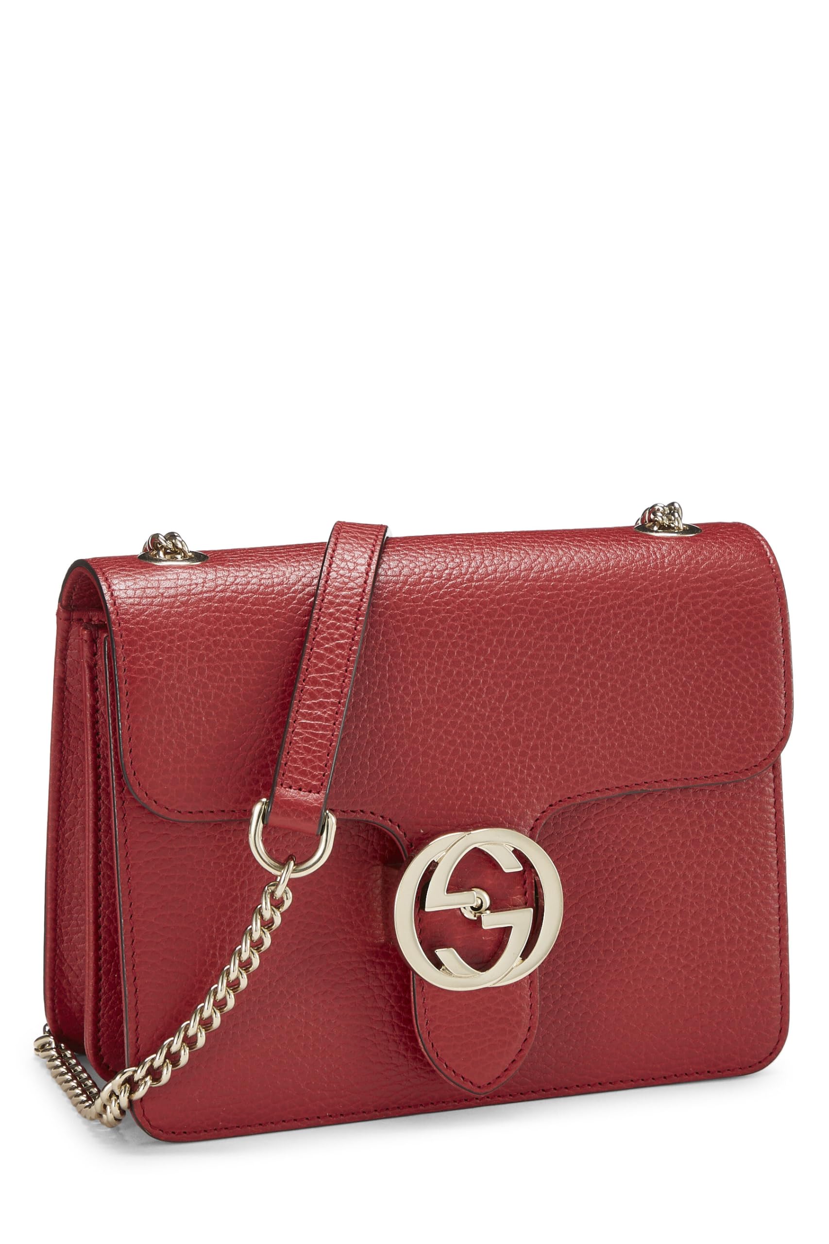 Gucci,  Red Leather Interlocking Gucci Crossbody, Red