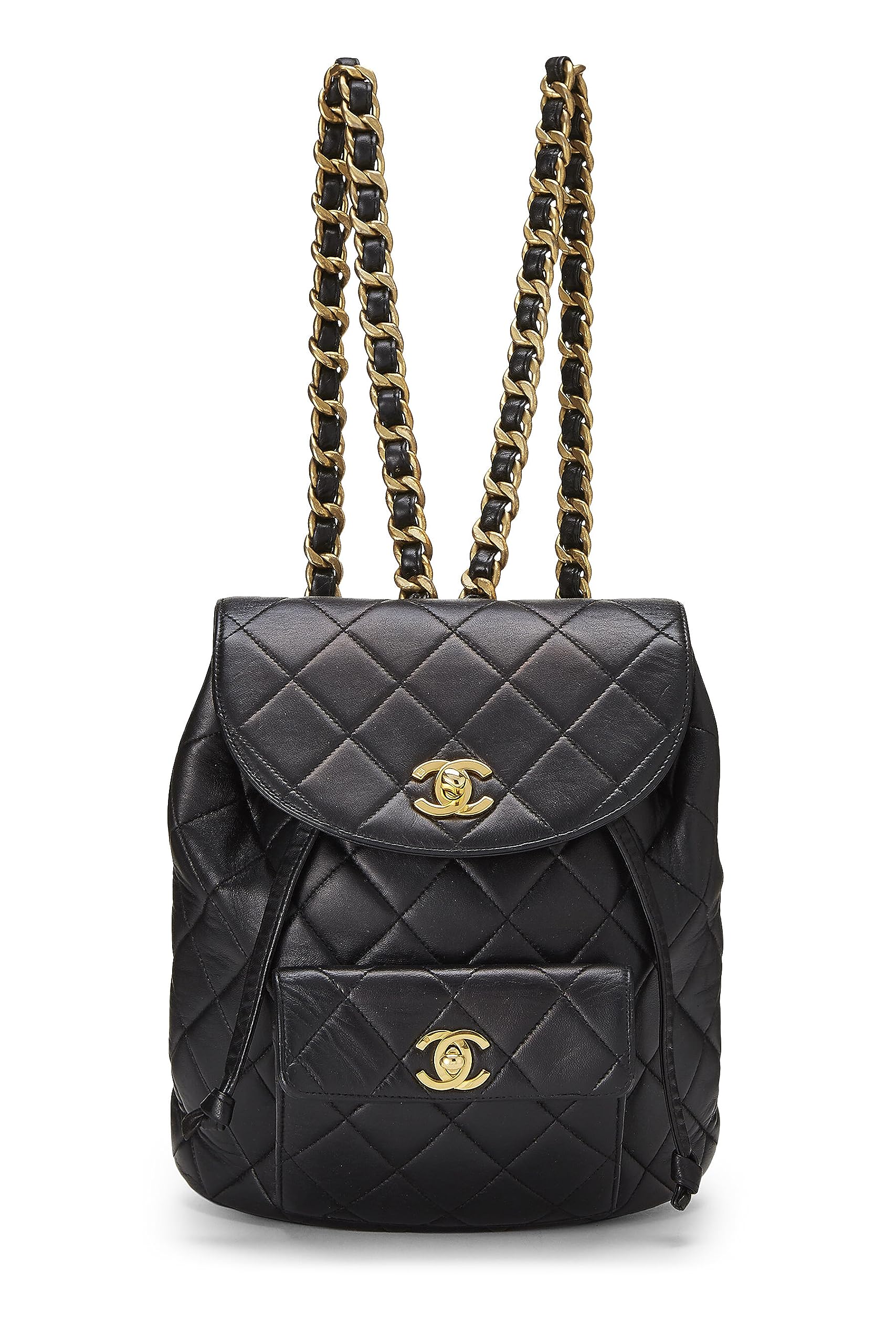 Chanel,  Black Quilted Lambskin 'CC' Classic Backpack Medium, Black