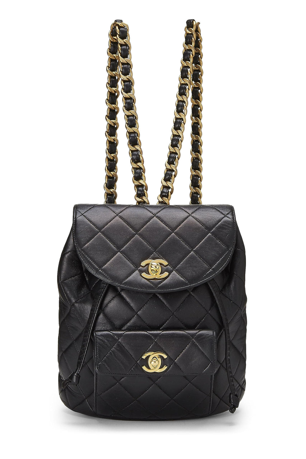 Chanel,  Black Quilted Lambskin 'CC' Classic Backpack Small, Black