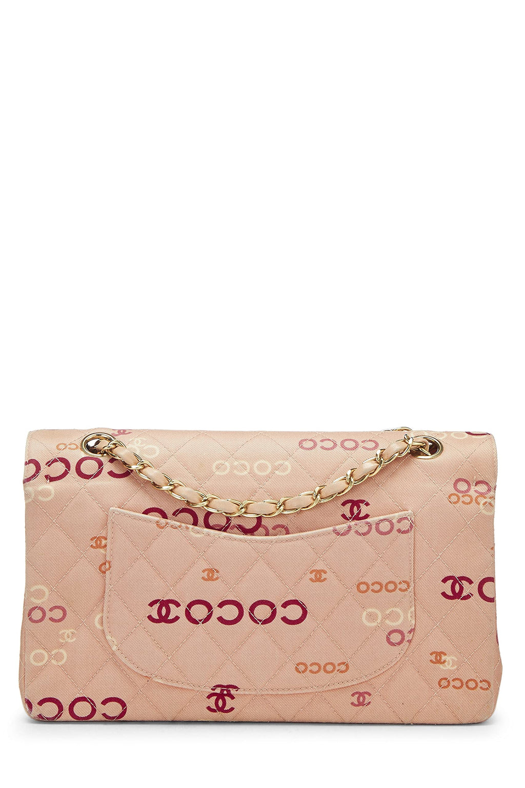 Chanel,  Pink Quilted Canvas Coco Classic Double Flap Medium, Pink