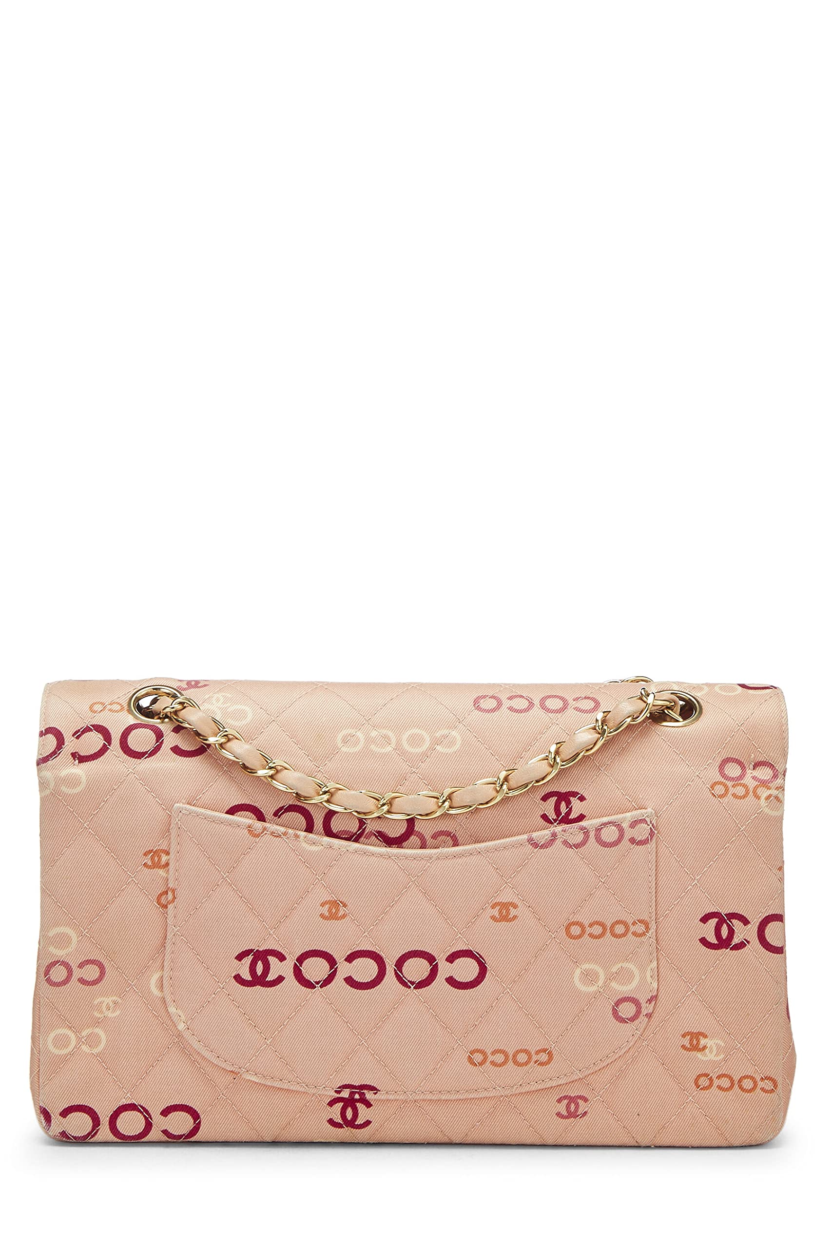 Chanel,  Pink Quilted Canvas Coco Classic Double Flap Medium, Pink