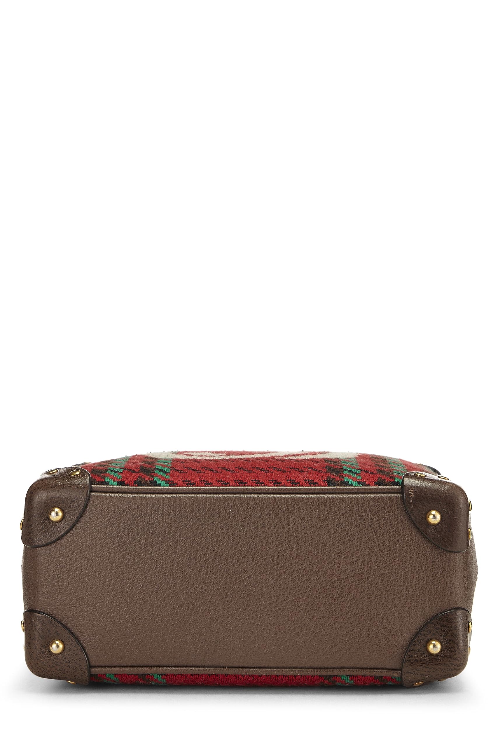 Gucci,  Multicolor Wool & Leather Houndstooth 'Gucci' Crossbody, Brown