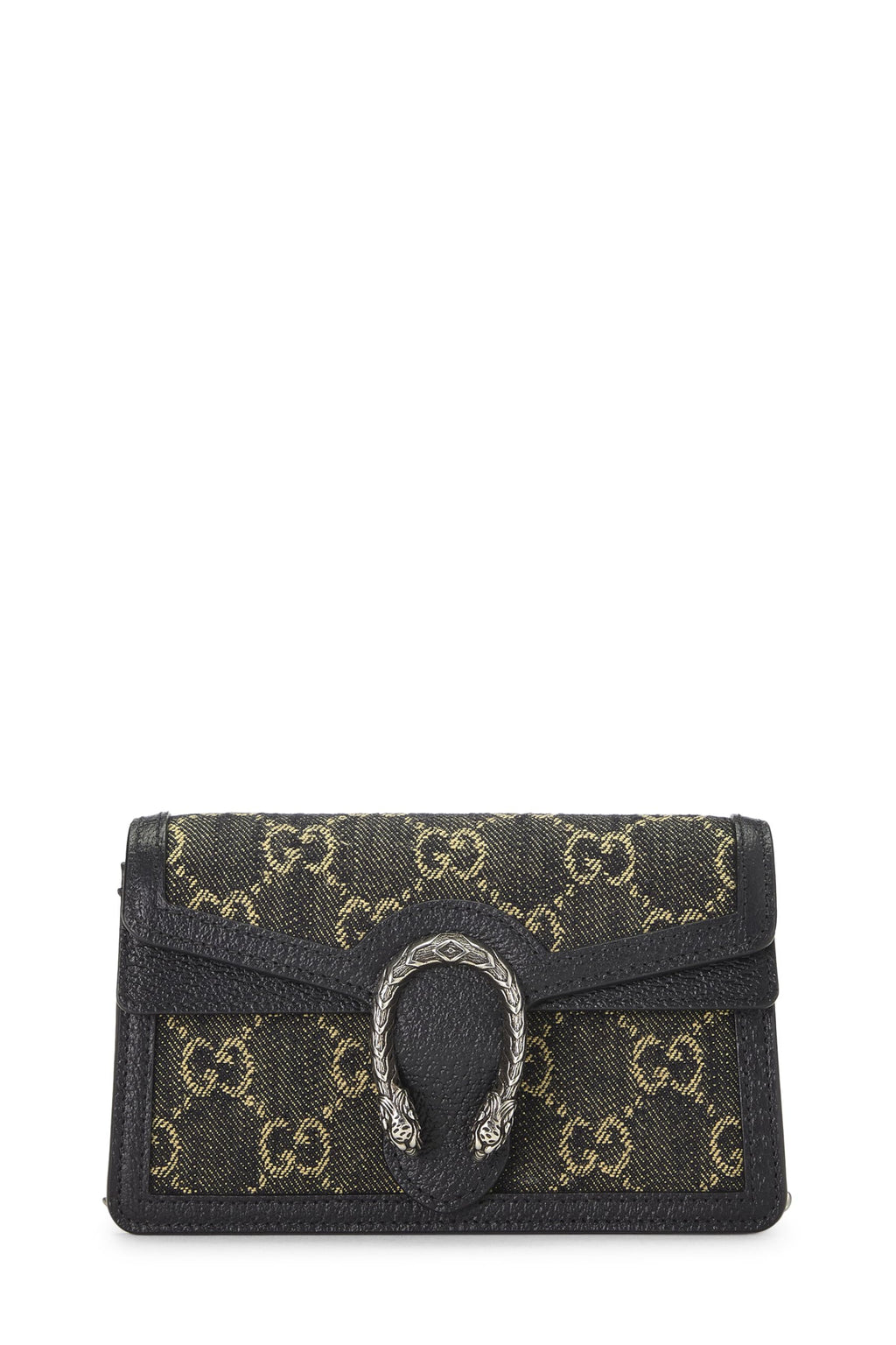 Gucci,  Black Denim Dionysus Shoulder Bag Super Mini, Black