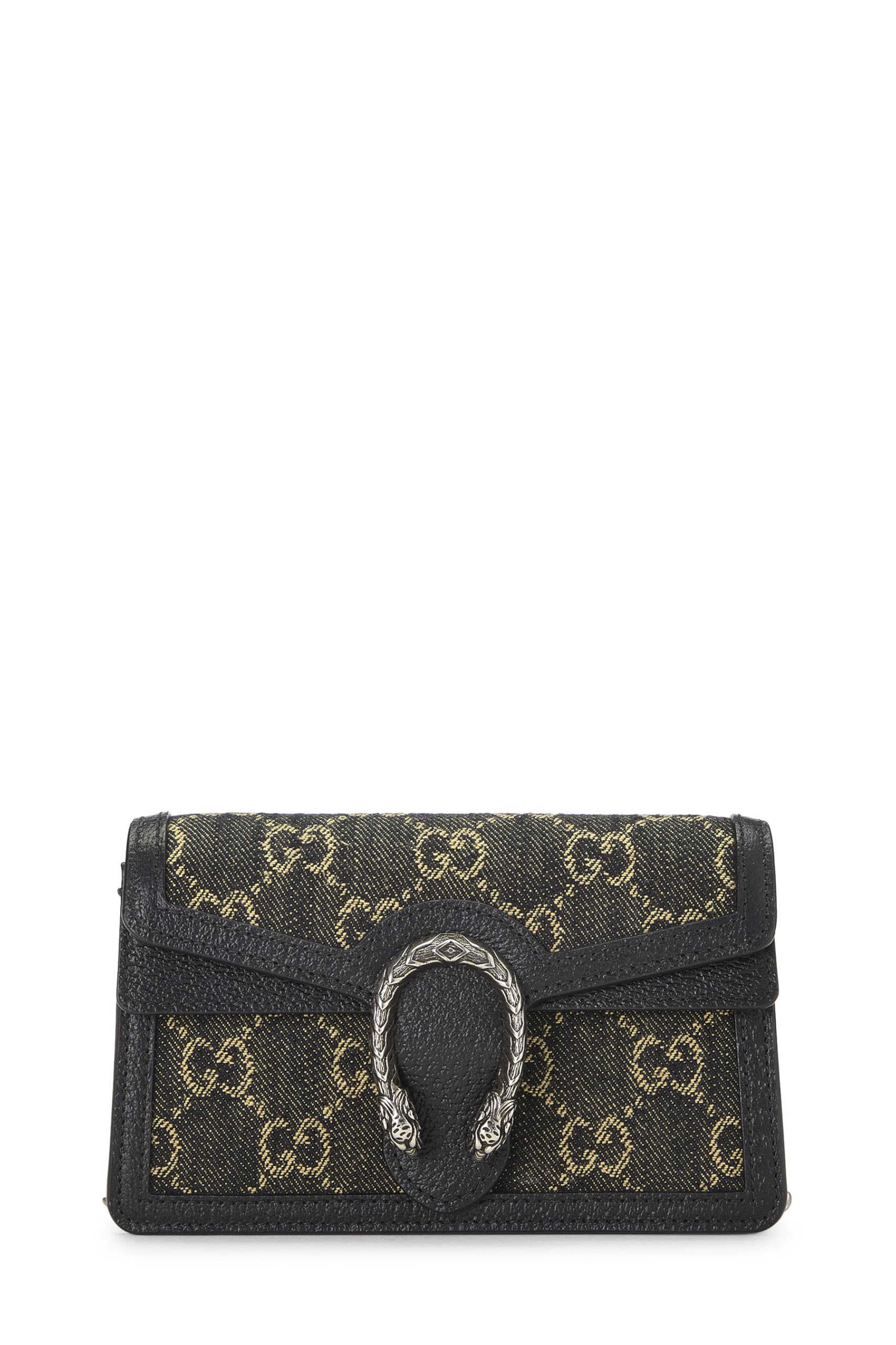Gucci,  Black Denim Dionysus Shoulder Bag Super Mini, Black