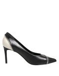 Saint Laurent White Black Leather Pointed Toe Heels Women's Shoes (Pre-Owned)