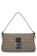 Fendi,  Brown Zucchino Canvas Shoulder Bag, Brown
