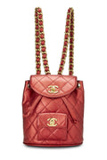 Chanel,  Red Metallic Leather Classic Backpack Mini, Red