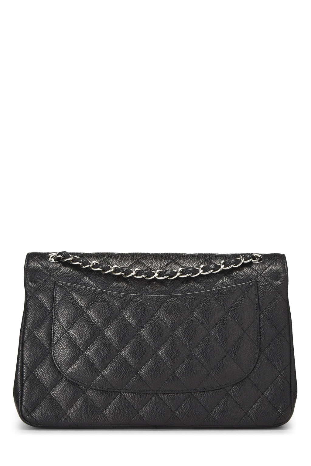 Chanel,  Black Quilted Caviar Leather New Classic Jumbo, Black