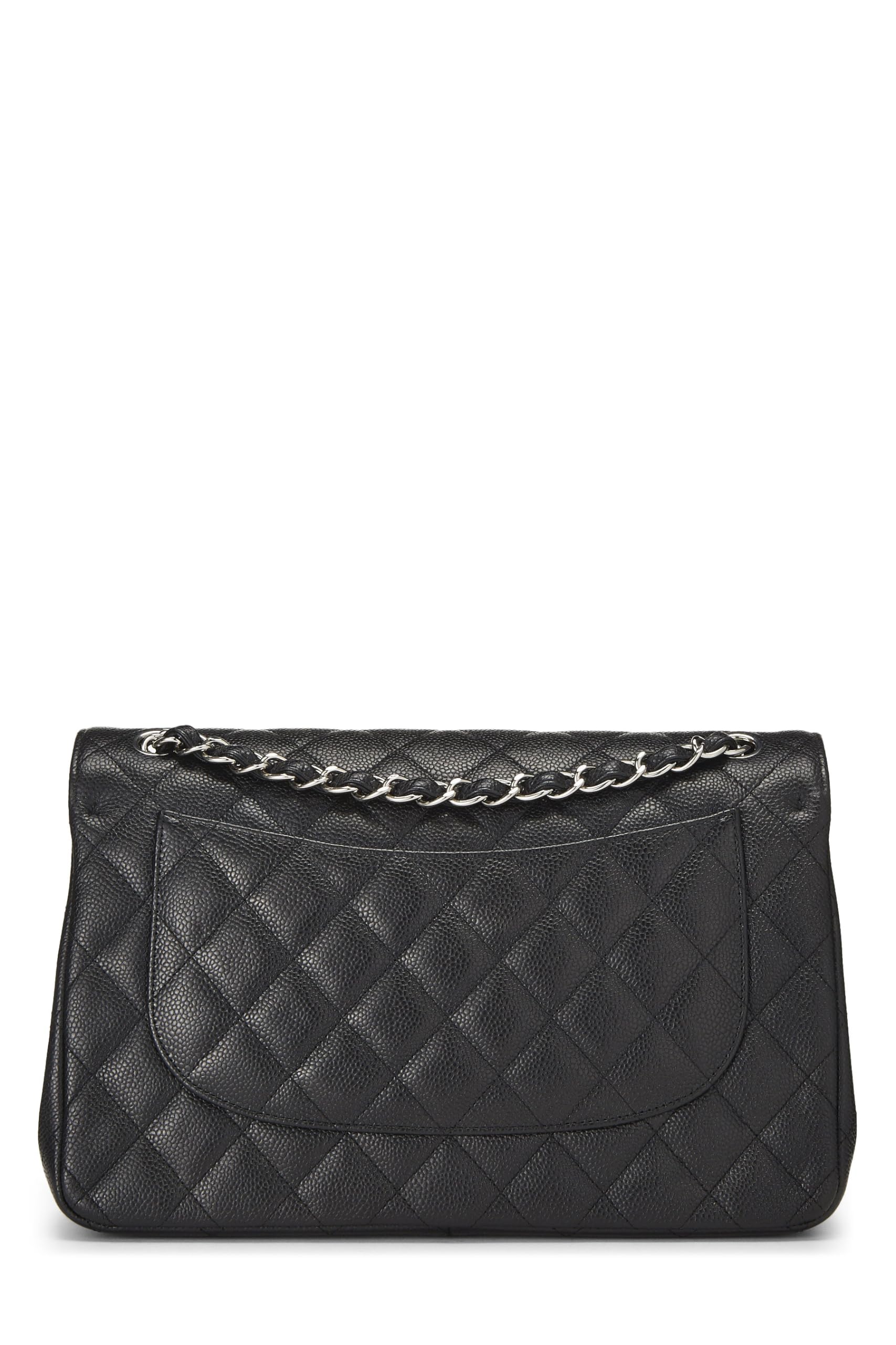 Chanel,  Black Quilted Caviar Leather New Classic Jumbo, Black