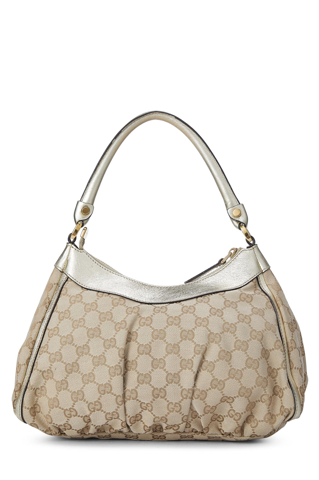 Gucci,  Gold Original GG Canvas D-Ring Abbey Shoulder Bag Small, Gold