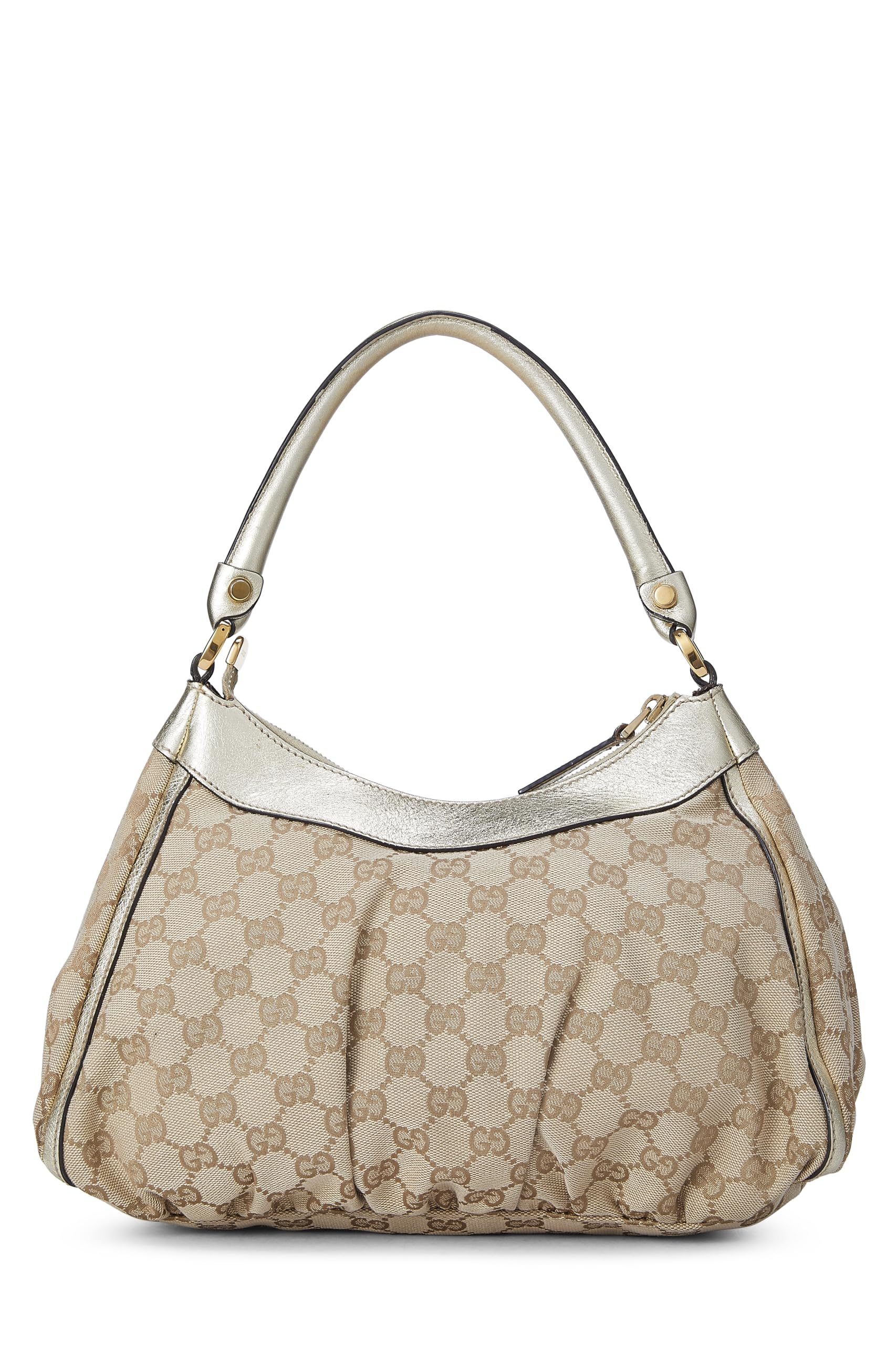 Gucci,  Gold Original GG Canvas D-Ring Abbey Shoulder Bag Small, Gold