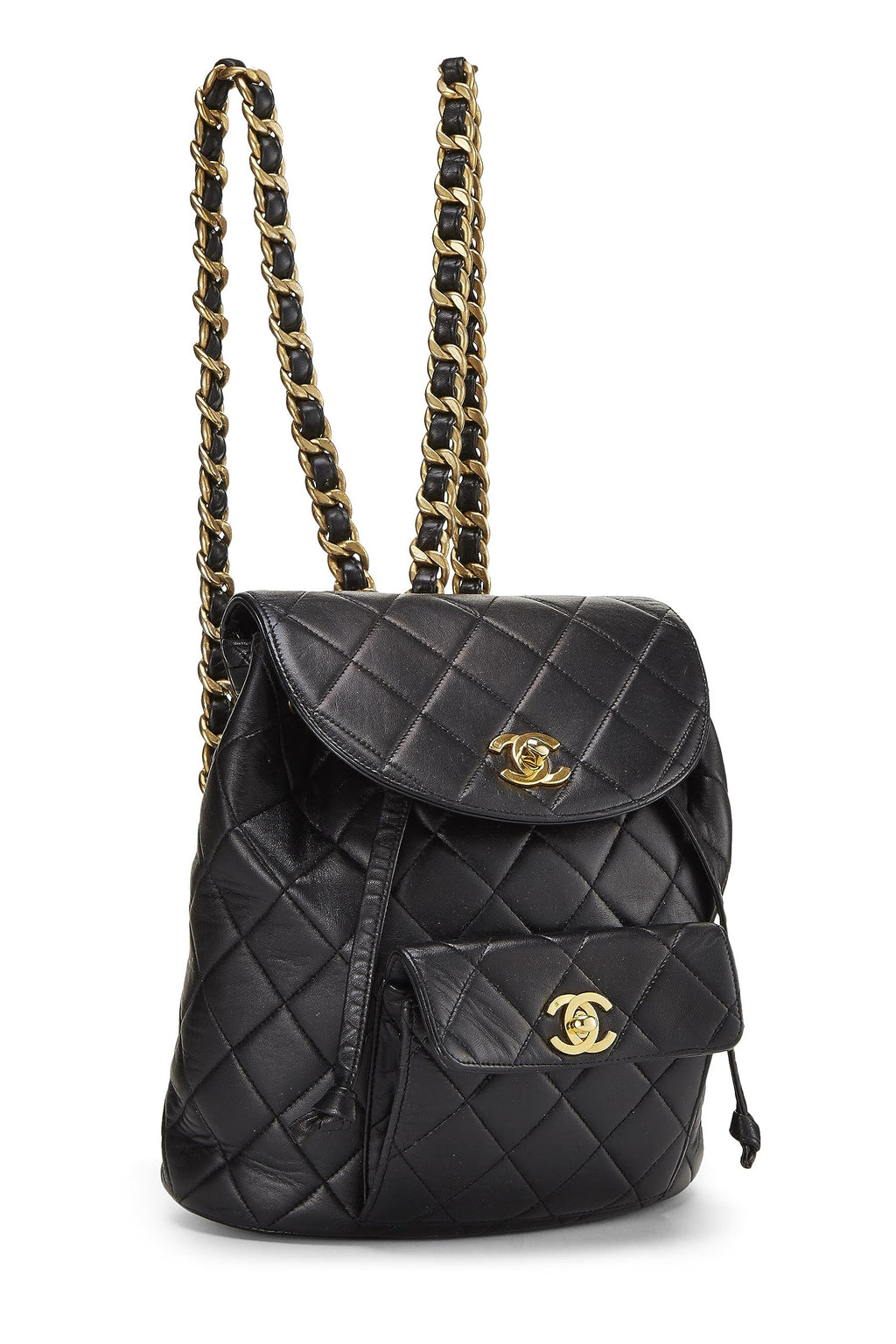 Chanel,  Black Quilted Lambskin 'CC' Classic Backpack Medium, Black