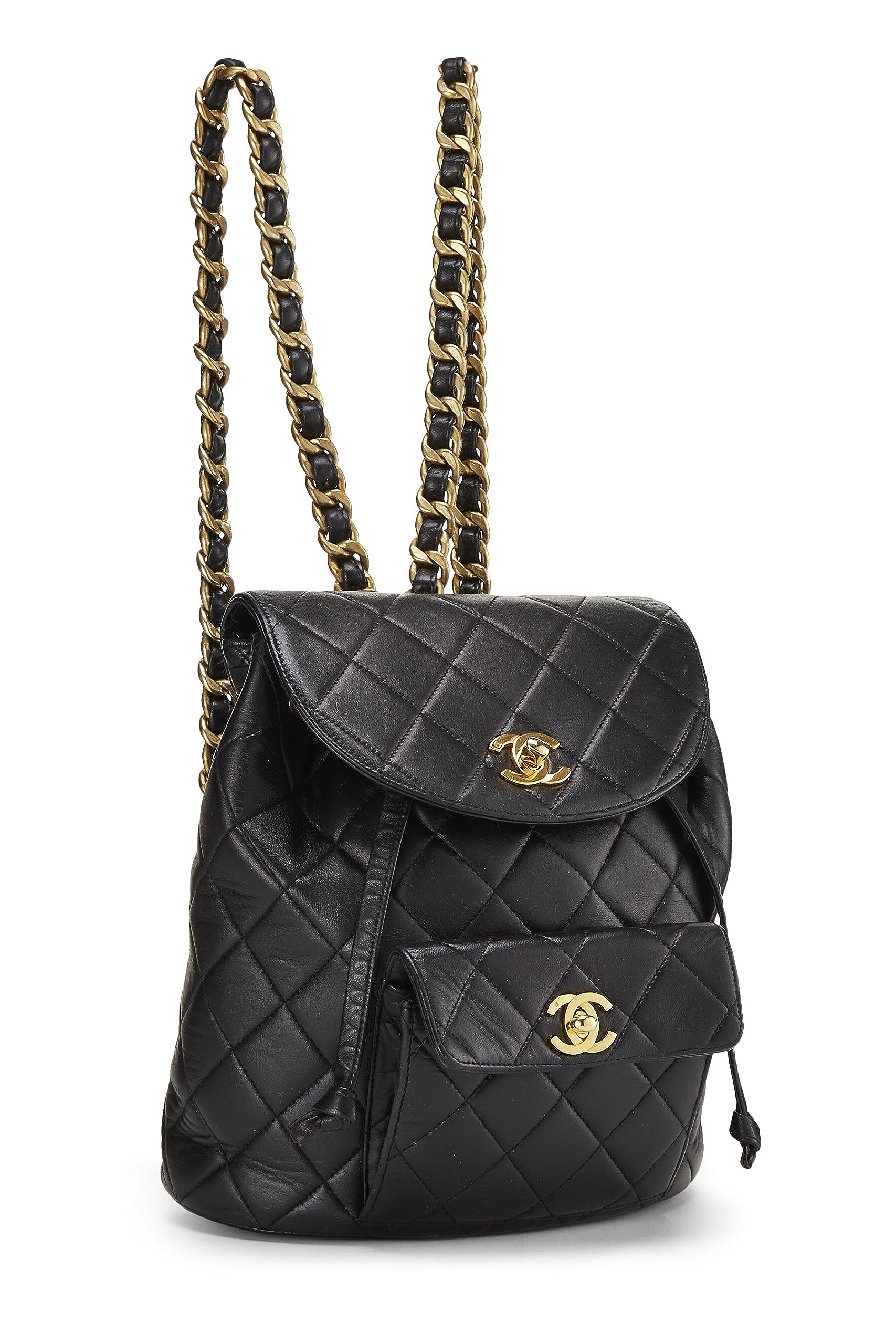 Chanel,  Black Quilted Lambskin 'CC' Classic Backpack Small, Black