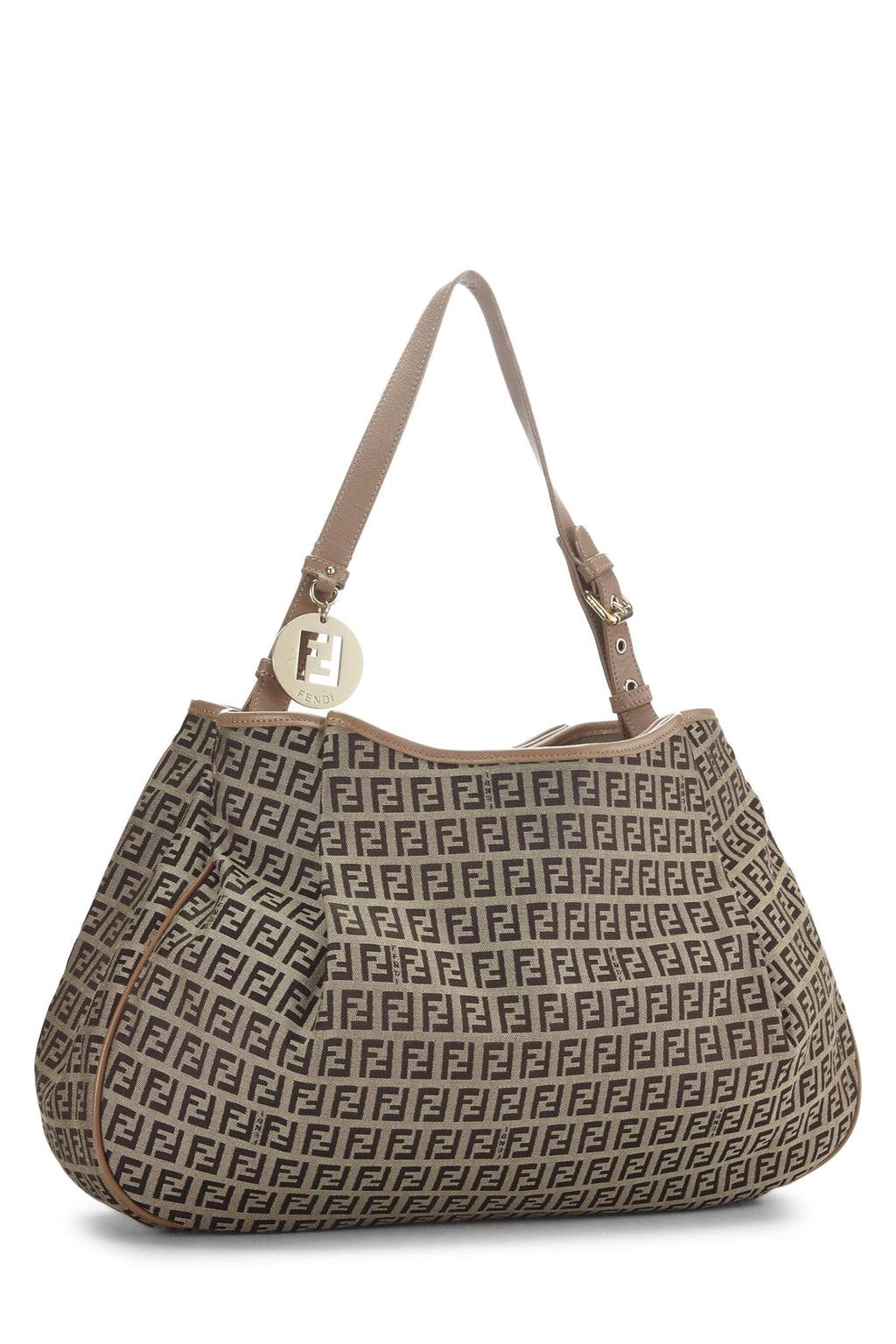 Fendi,  Brown Zucchino Shoulder Bag Large, Brown