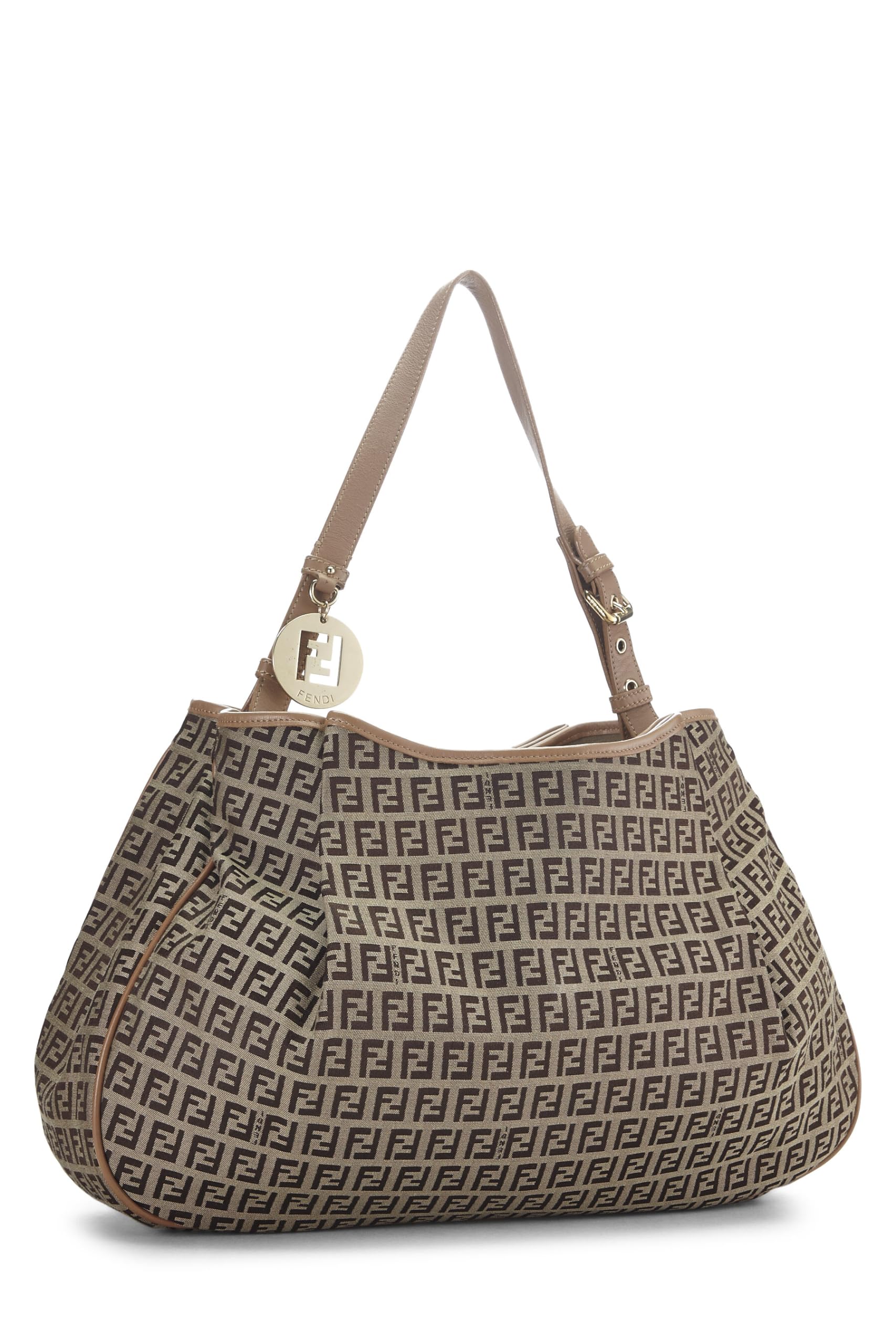 Fendi,  Brown Zucchino Shoulder Bag Large, Brown