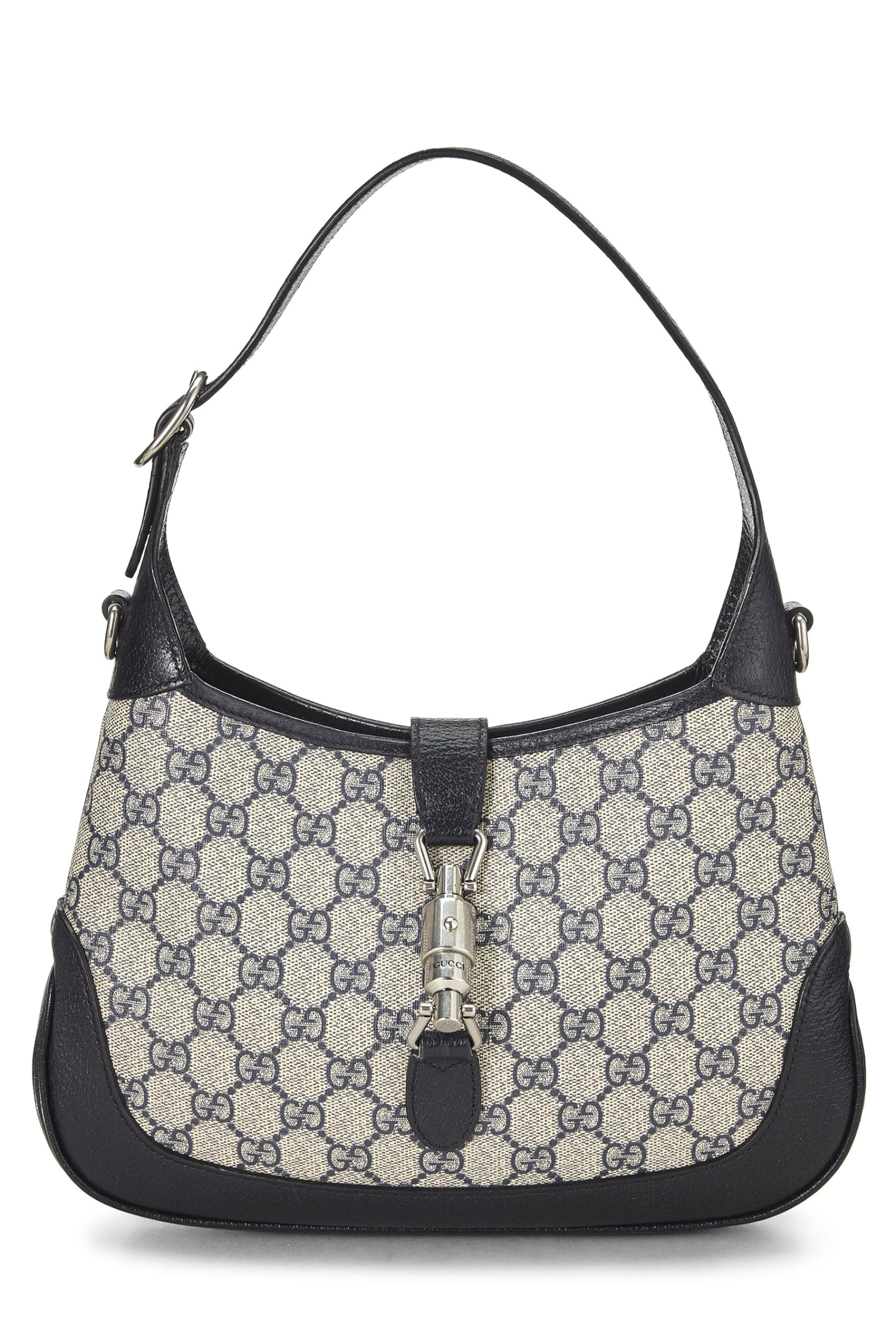 Gucci,  Navy GG Supreme Canvas Web Jackie Shoulder Bag, Navy